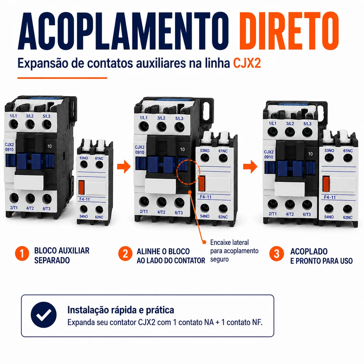 Bloco Auxiliar CJX2 1NC + 1NO - KAYAMA — imagem 4