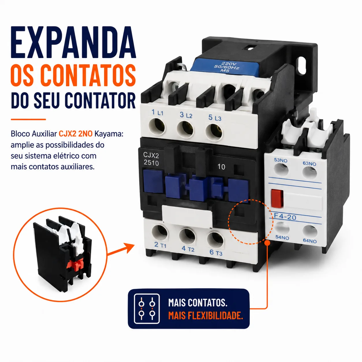 Bloco Auxiliar CJX2 2NO - KAYAMA — imagem 3