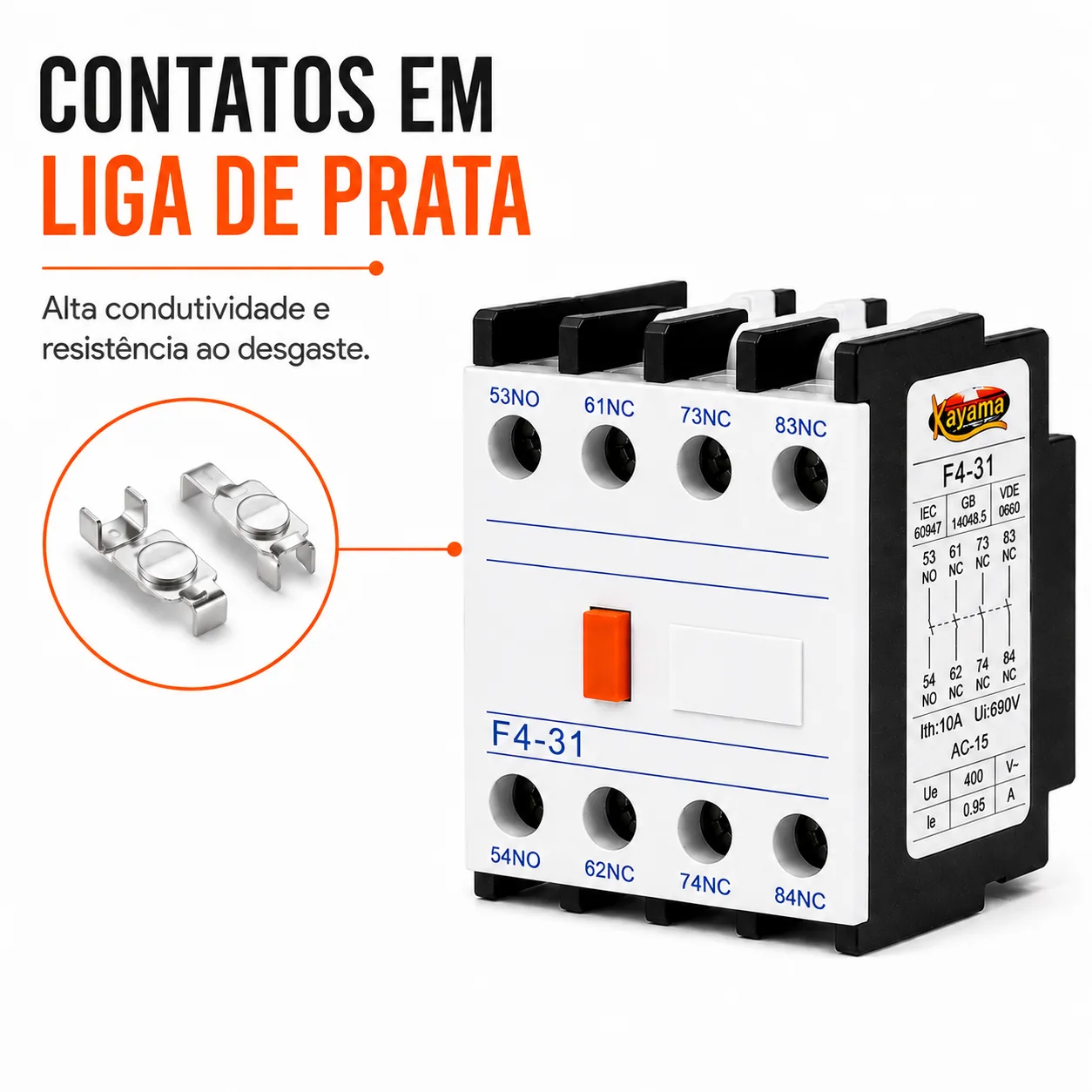 Bloco Auxiliar CJX2 3NC + 1NO - KAYAMA — imagem 5