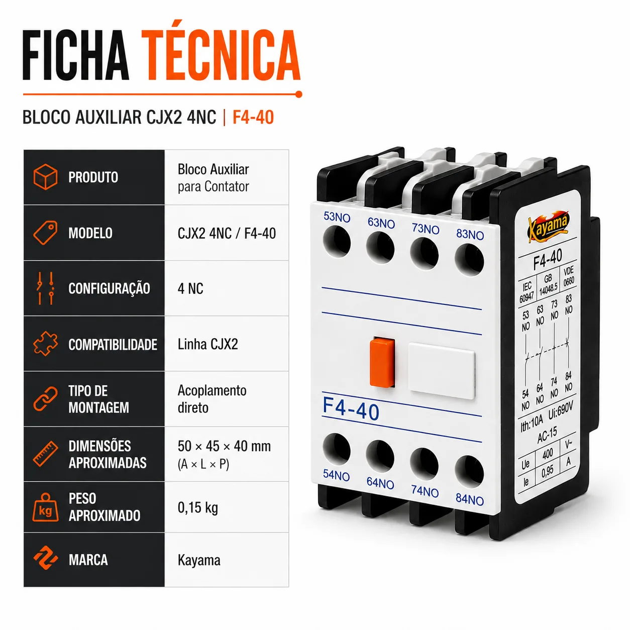Bloco Auxiliar CJX2 4NC - KAYAMA — imagem 6