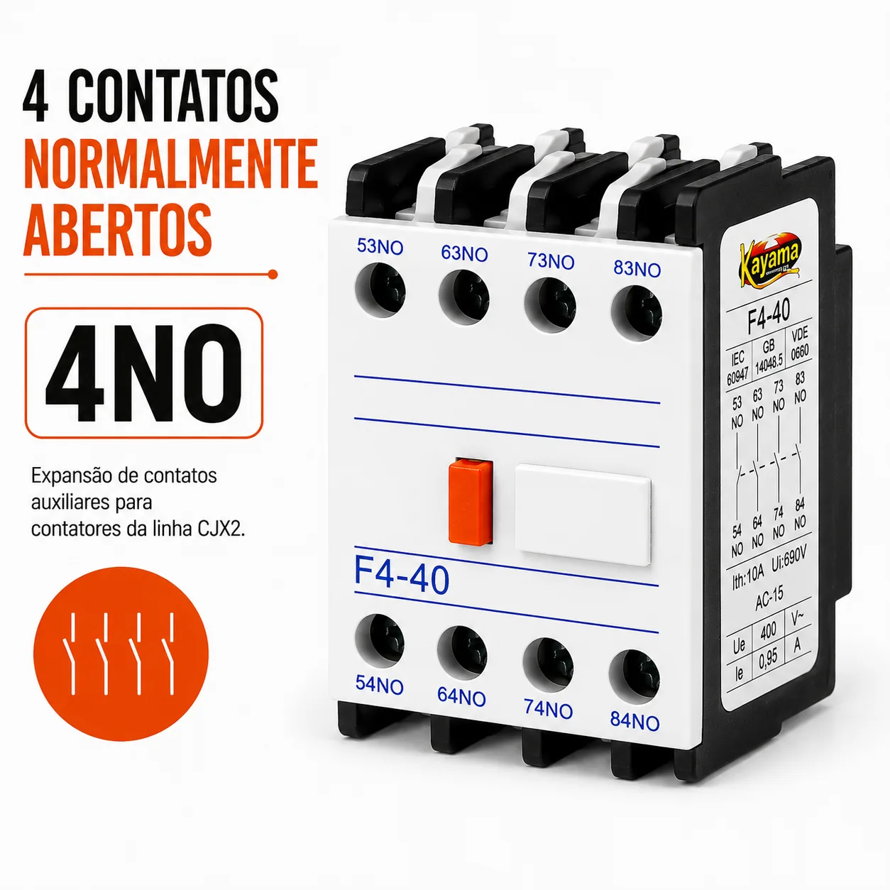 Bloco Auxiliar CJX2 4NO - KAYAMA — imagem 2