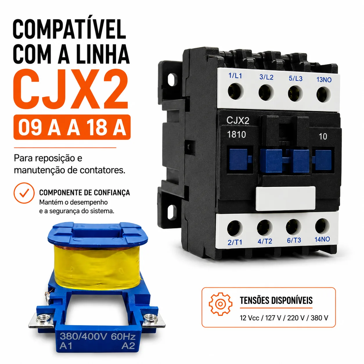 Bobina para contator CJX2 de 9 a 18 A - KAYAMA 220Vca — imagem 2