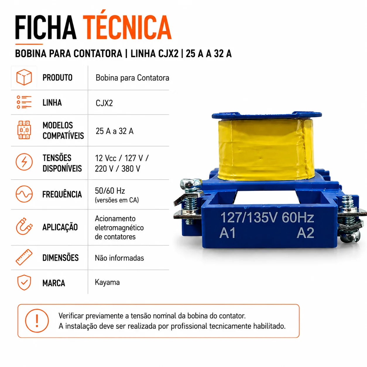 Bobina para contator CJX2 de 25 a 32 A - KAYAMA 220Vca — imagem 5