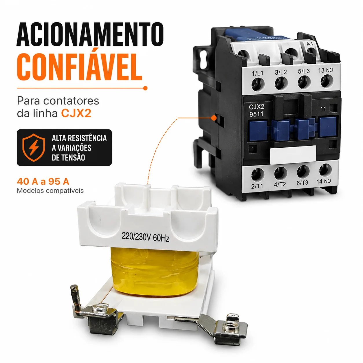 Bobina para contator CJX2 de 40 a 95 A - 50/60 HZ - KAYAMA 127Vca — imagem 3