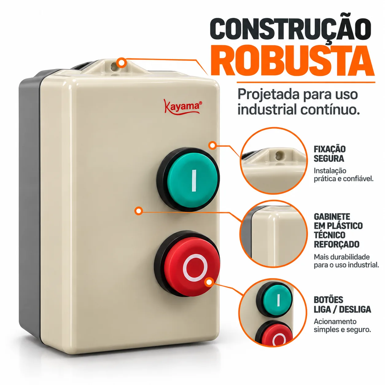 Chave de Partida Direta Trifásica 0,5 CV - 220 V - 50/60 HZ - KAYAMA — imagem 5