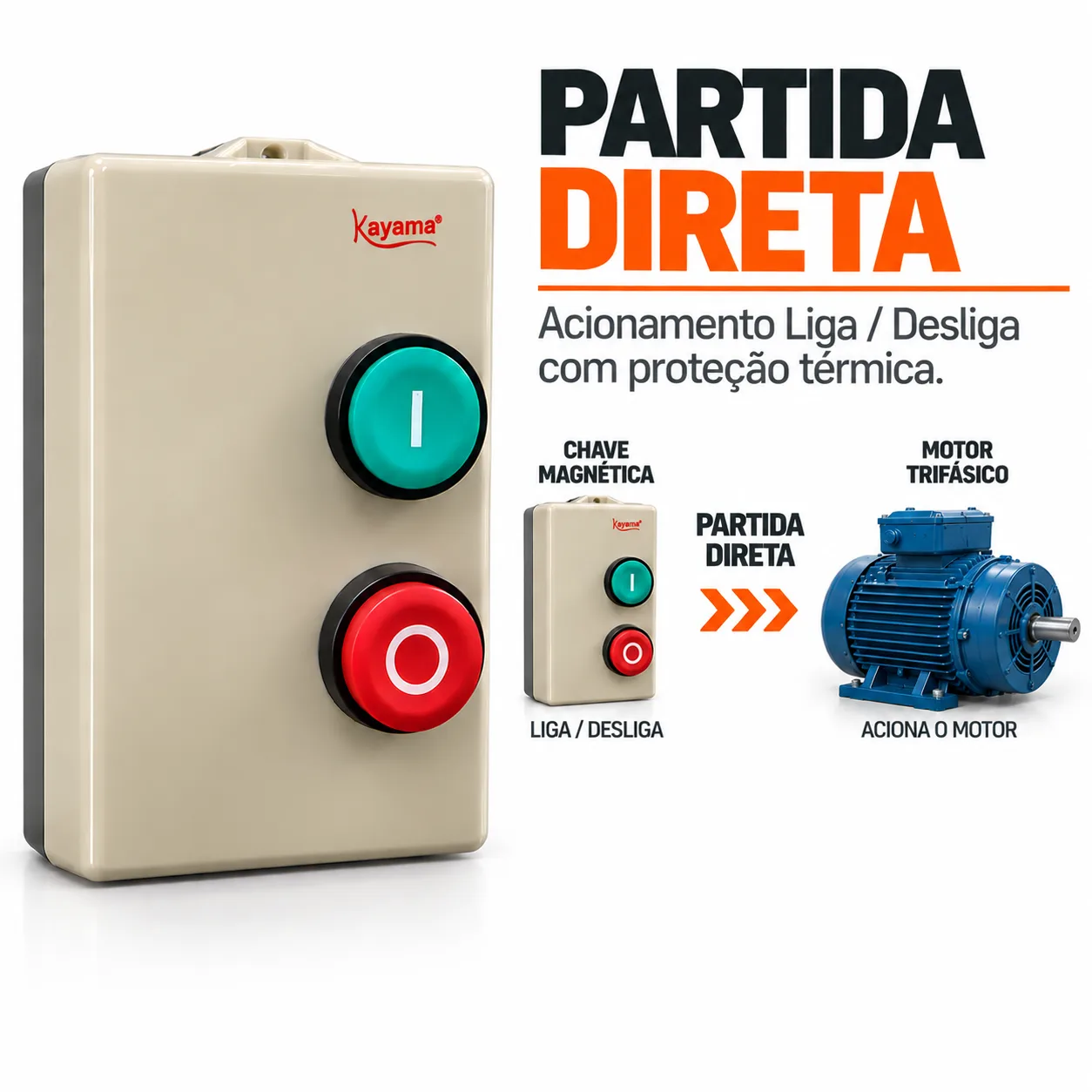 Chave de Partida Direta Trifásica 0,5 CV - 220 V - 50/60 HZ - KAYAMA — imagem 7