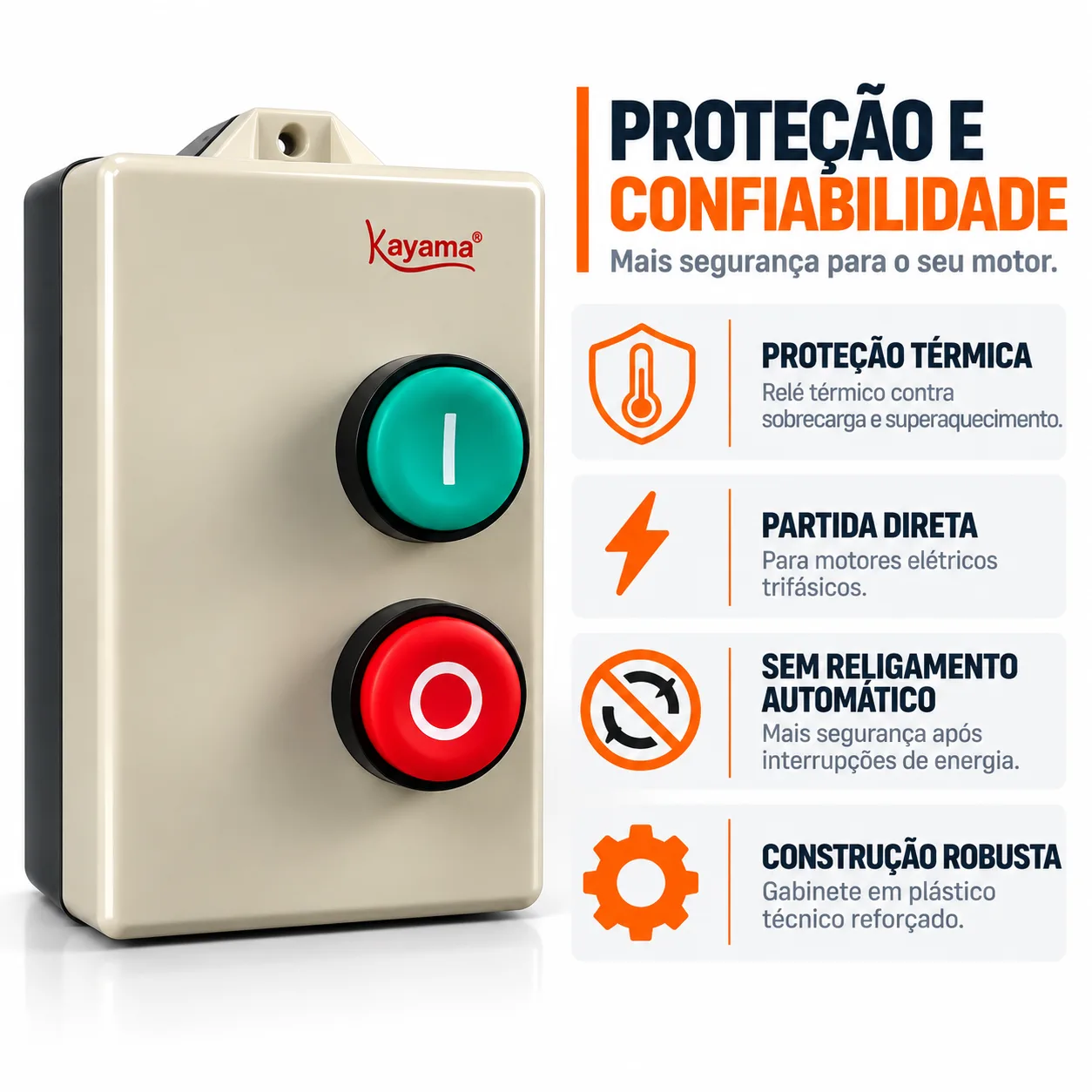 Chave de Partida Direta Trifásica 5 CV - 220 V - 50/60 HZ - KAYAMA — imagem 2