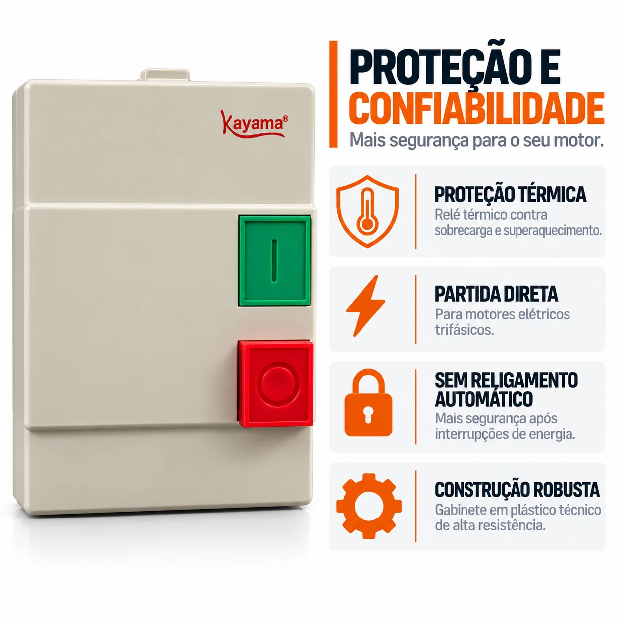 Chave de Partida Direta Trifásica 7,5 CV - 220 V - 50/60 HZ - KAYAMA — imagem 2