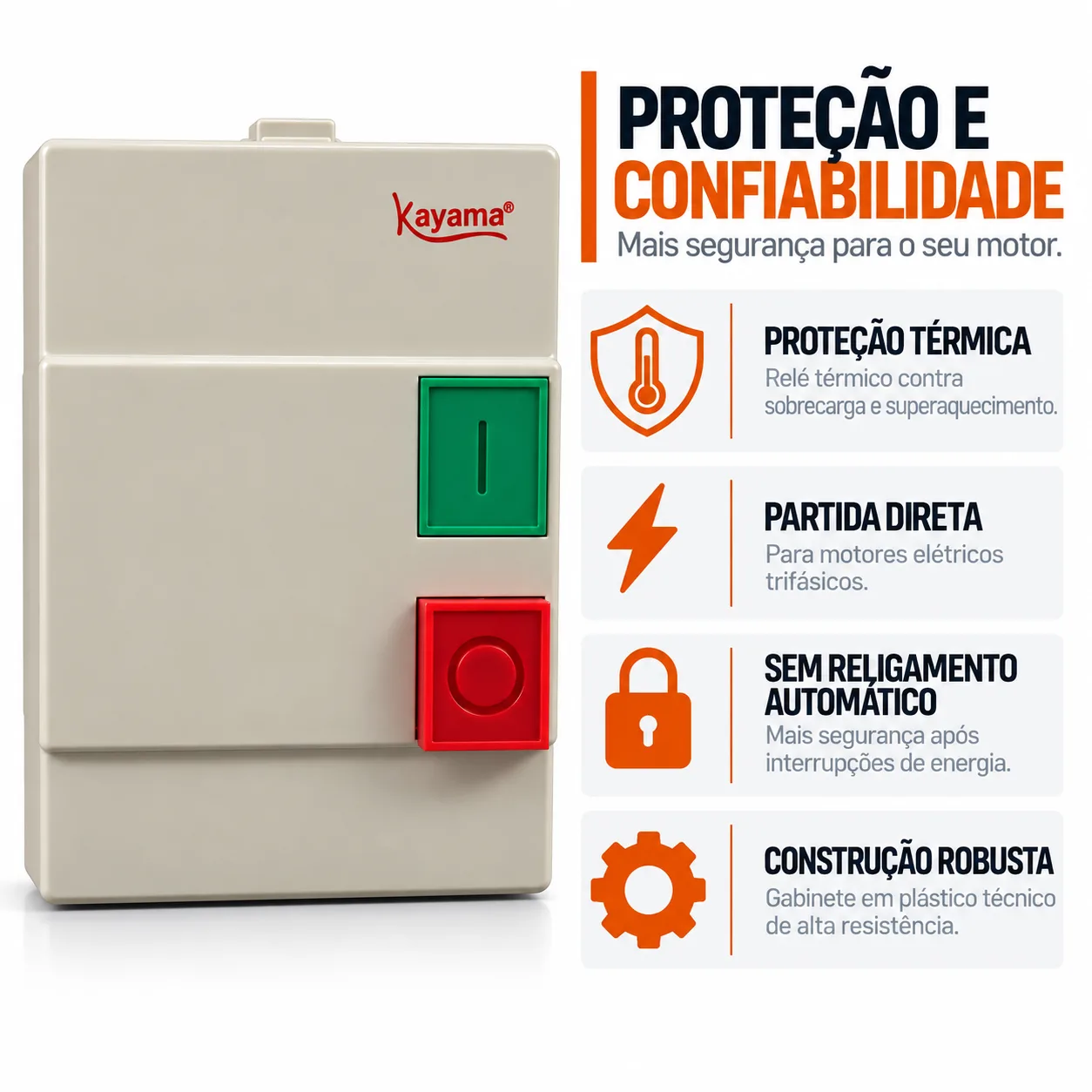 Chave de Partida Direta Trifásica 10 CV - 220 V - 50/60 HZ - KAYAMA — imagem 2