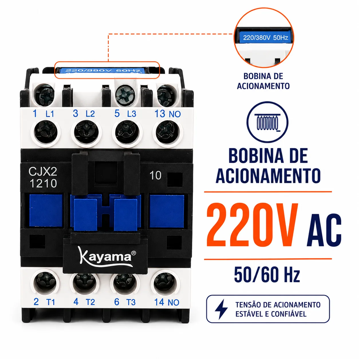 Contator Tripolar CJX2-1210C - 220V- 50/60 HZ - KAYAMA — imagem 4