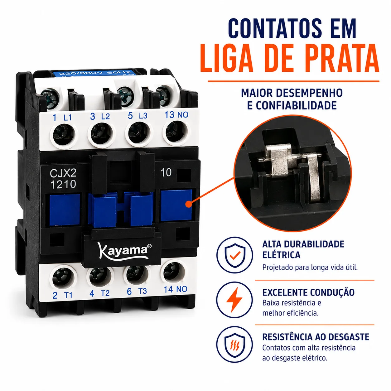 Contator Tripolar CJX2-1210C - 220V- 50/60 HZ - KAYAMA — imagem 5