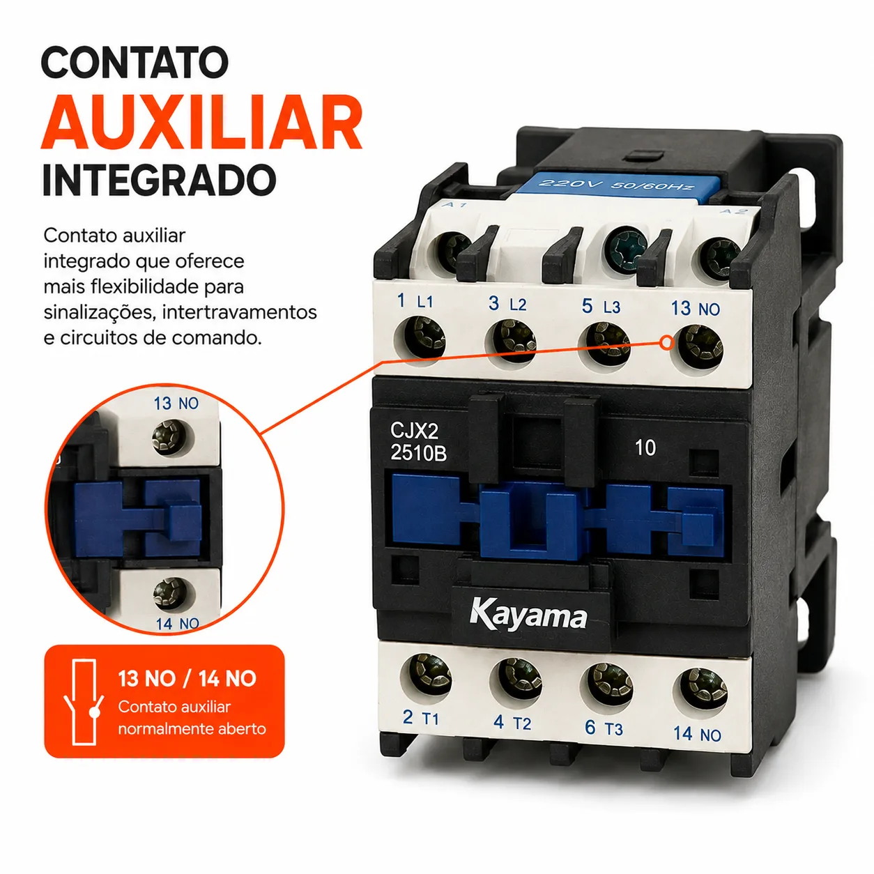 contator Tripolar CJX2-2510B - 220V- 50/60 HZ - KAYAMA — imagem 3