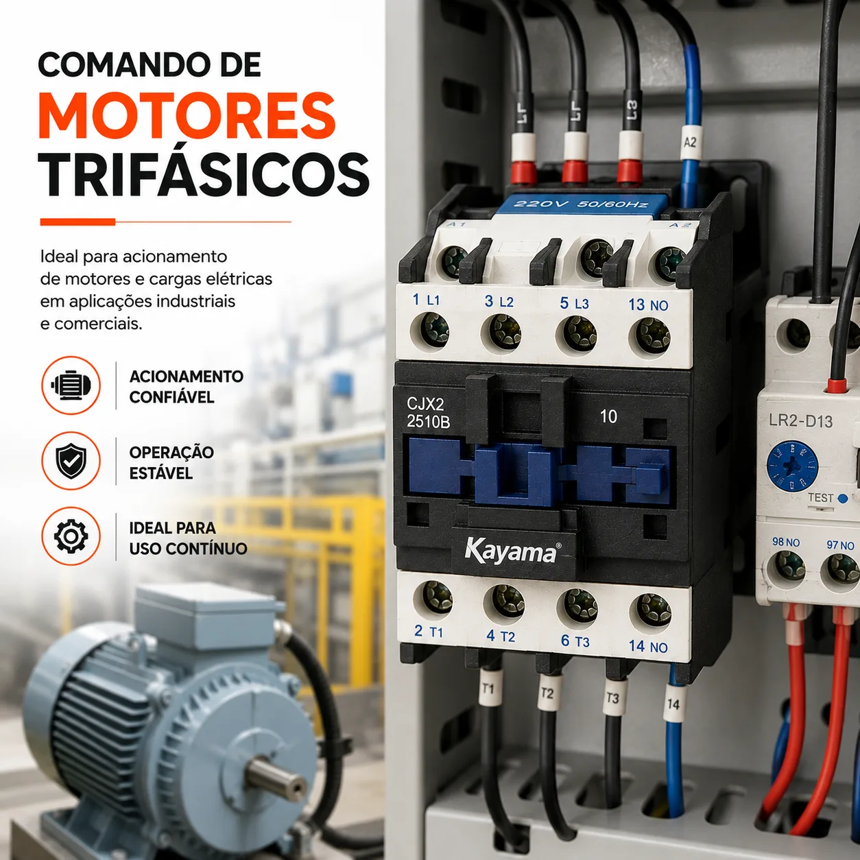 contator Tripolar CJX2-2510B - 220V- 50/60 HZ - KAYAMA — imagem 4