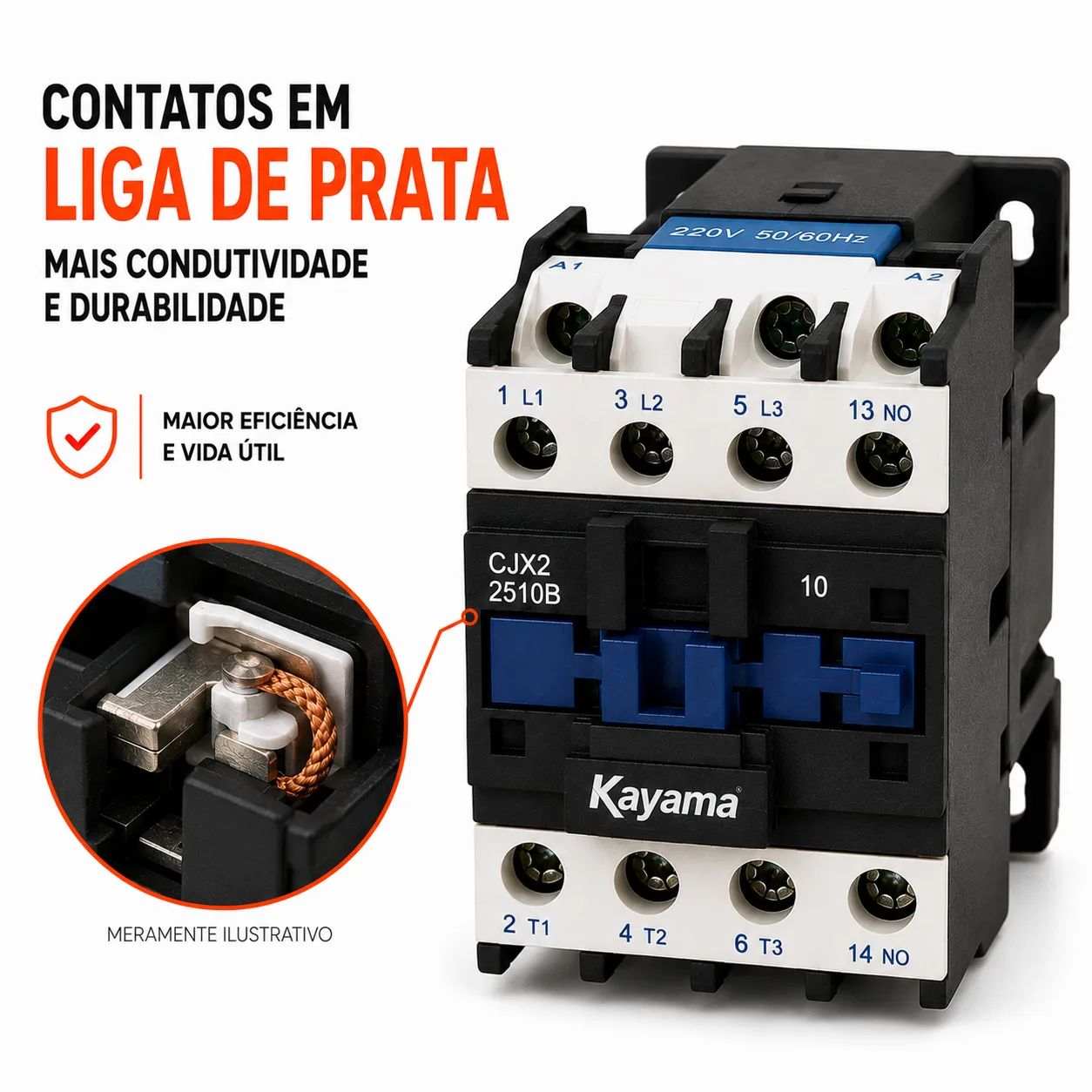 contator Tripolar CJX2-2510B - 220V- 50/60 HZ - KAYAMA — imagem 5