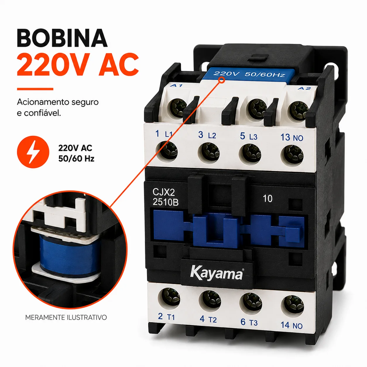 contator Tripolar CJX2-2510B - 220V- 50/60 HZ - KAYAMA — imagem 6