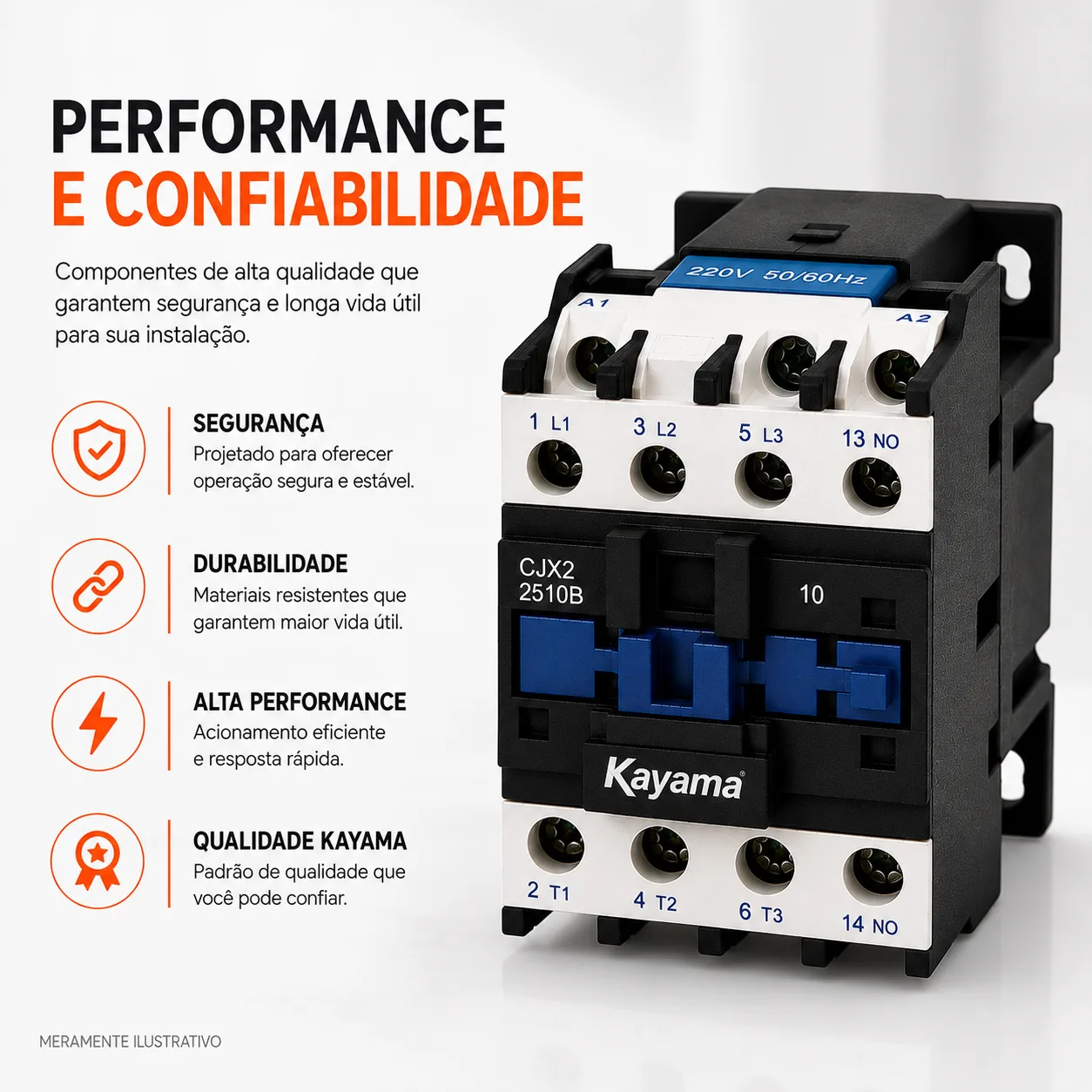 contator Tripolar CJX2-2510B - 220V- 50/60 HZ - KAYAMA — imagem 8