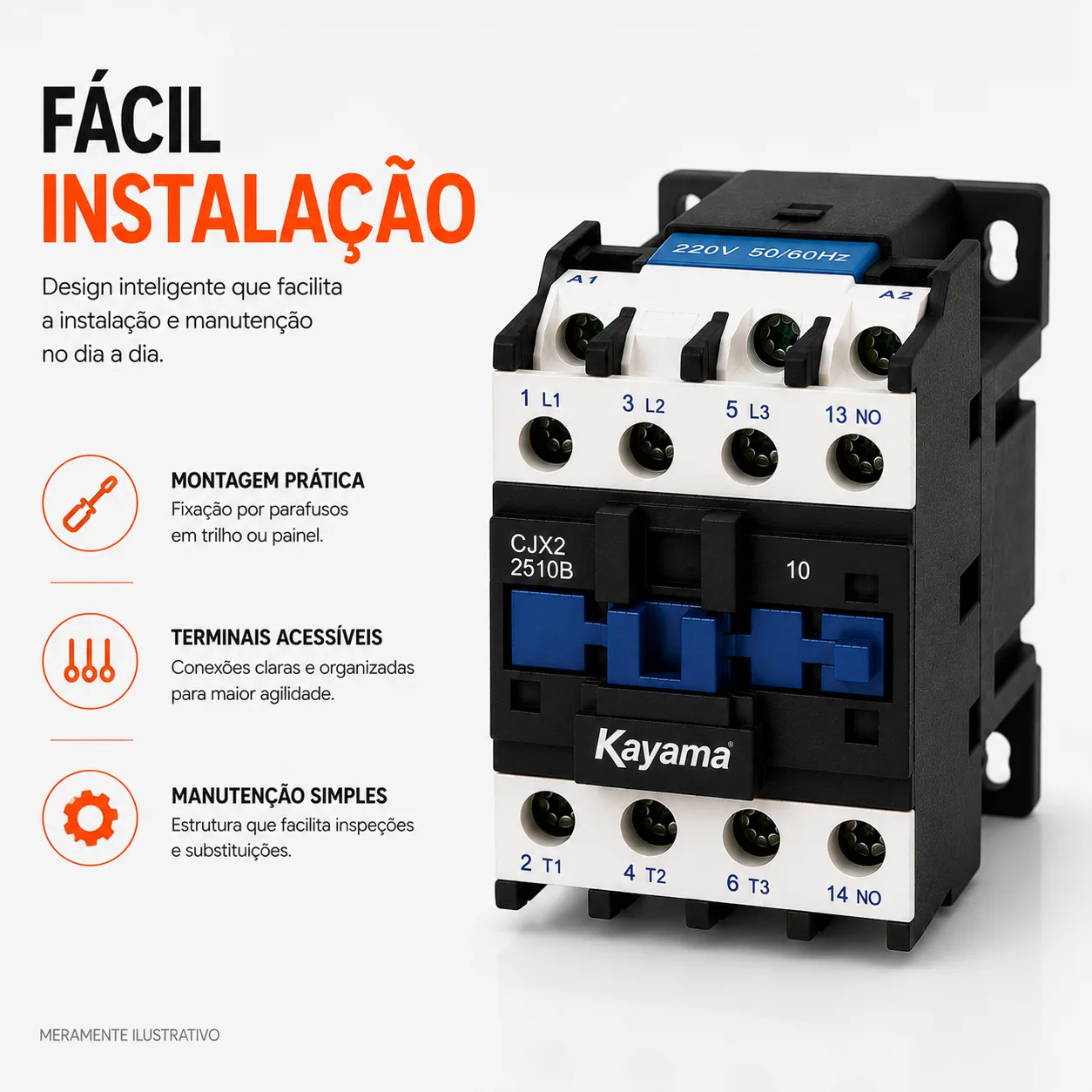 contator Tripolar CJX2-2510B - 220V- 50/60 HZ - KAYAMA — imagem 9