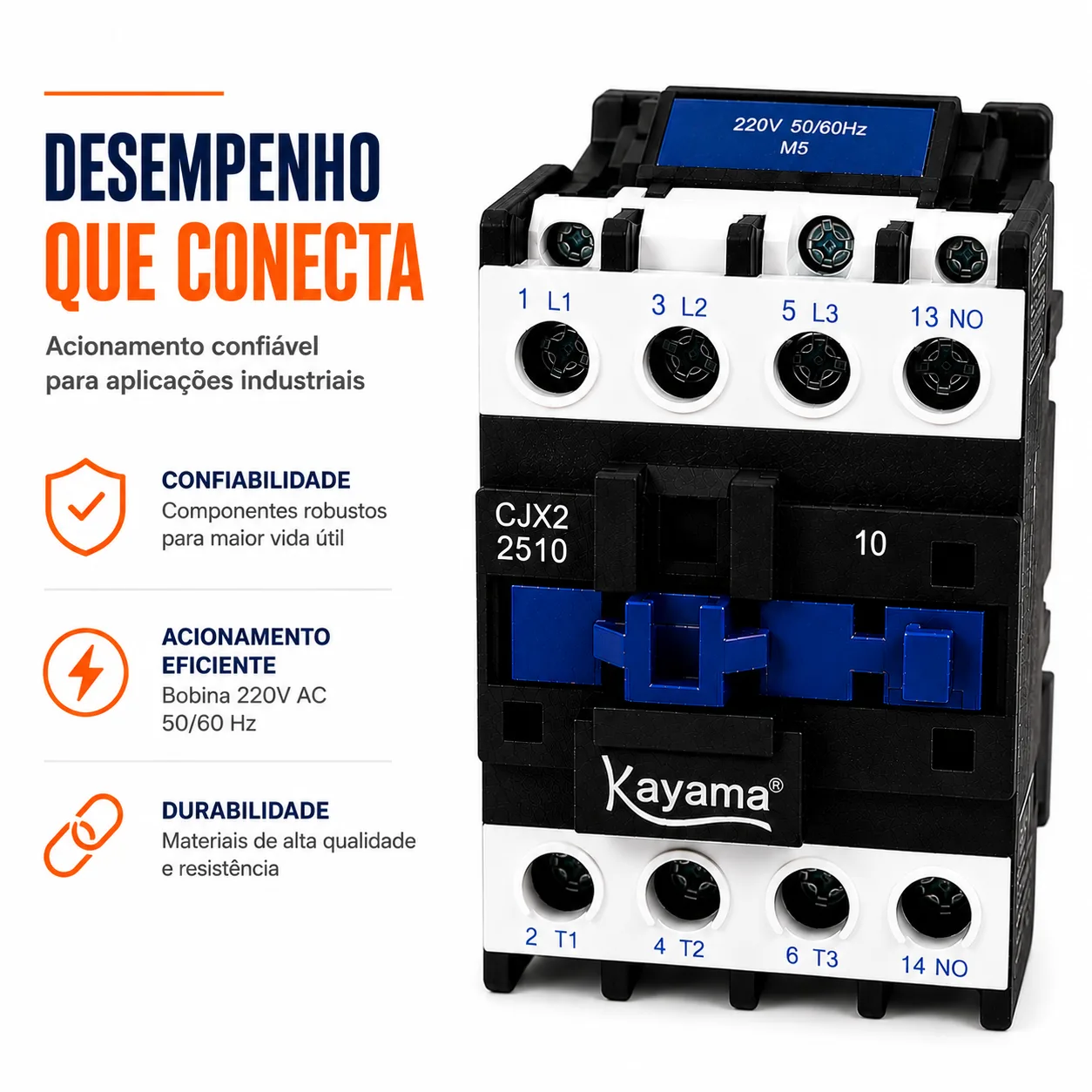 contator Tripolar CJX2-2510C - 220V- 50/60 HZ - KAYAMA — imagem 7