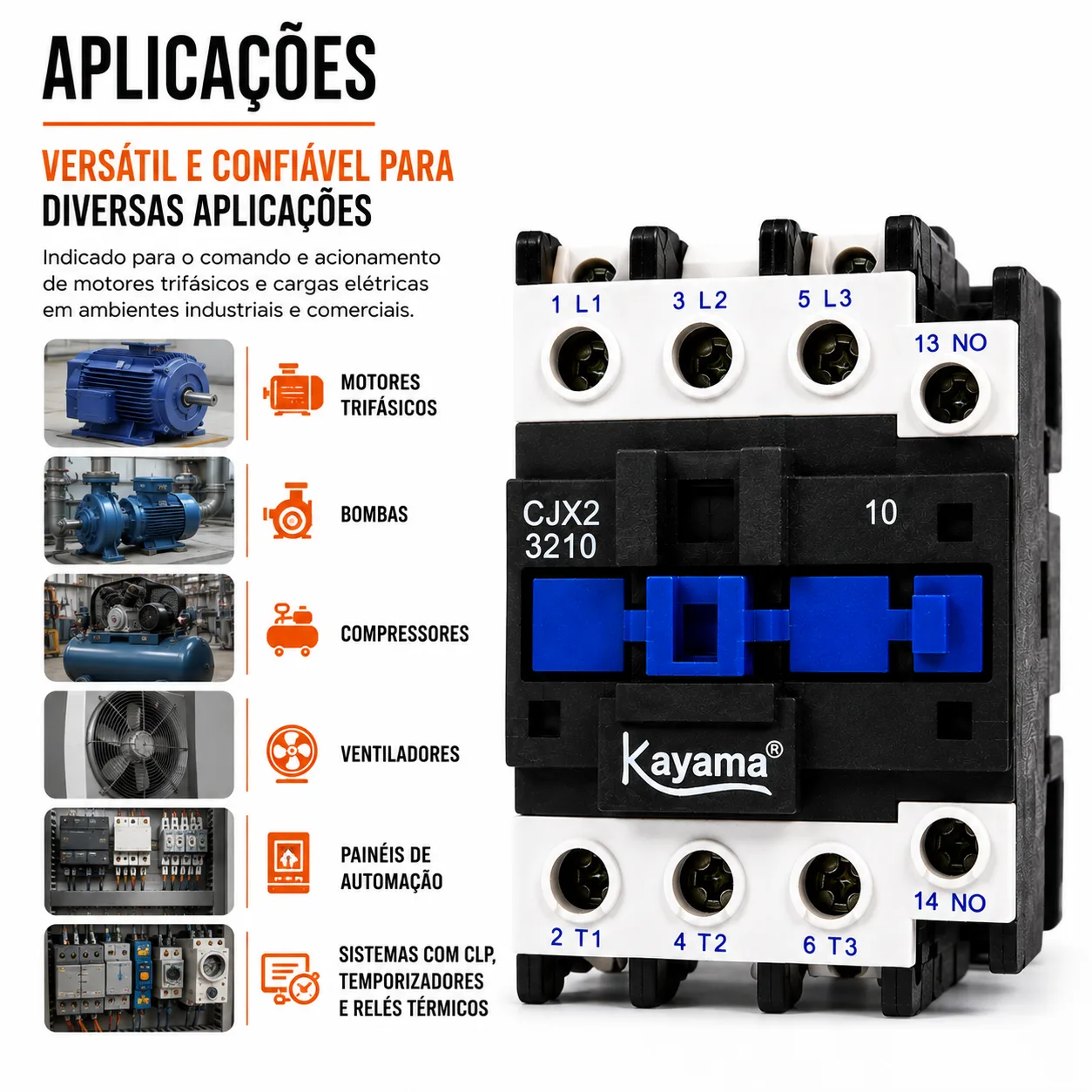 contator Tripolar CJX2-3210B - 220V- 50/60 HZ - KAYAMA — imagem 6