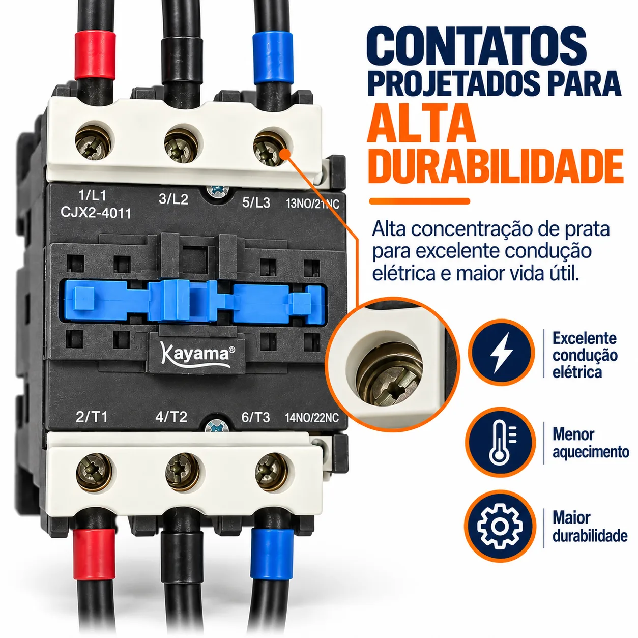 contator Tripolar CJX2-4011B - 220V- 50/60 HZ - KAYAMA — imagem 2