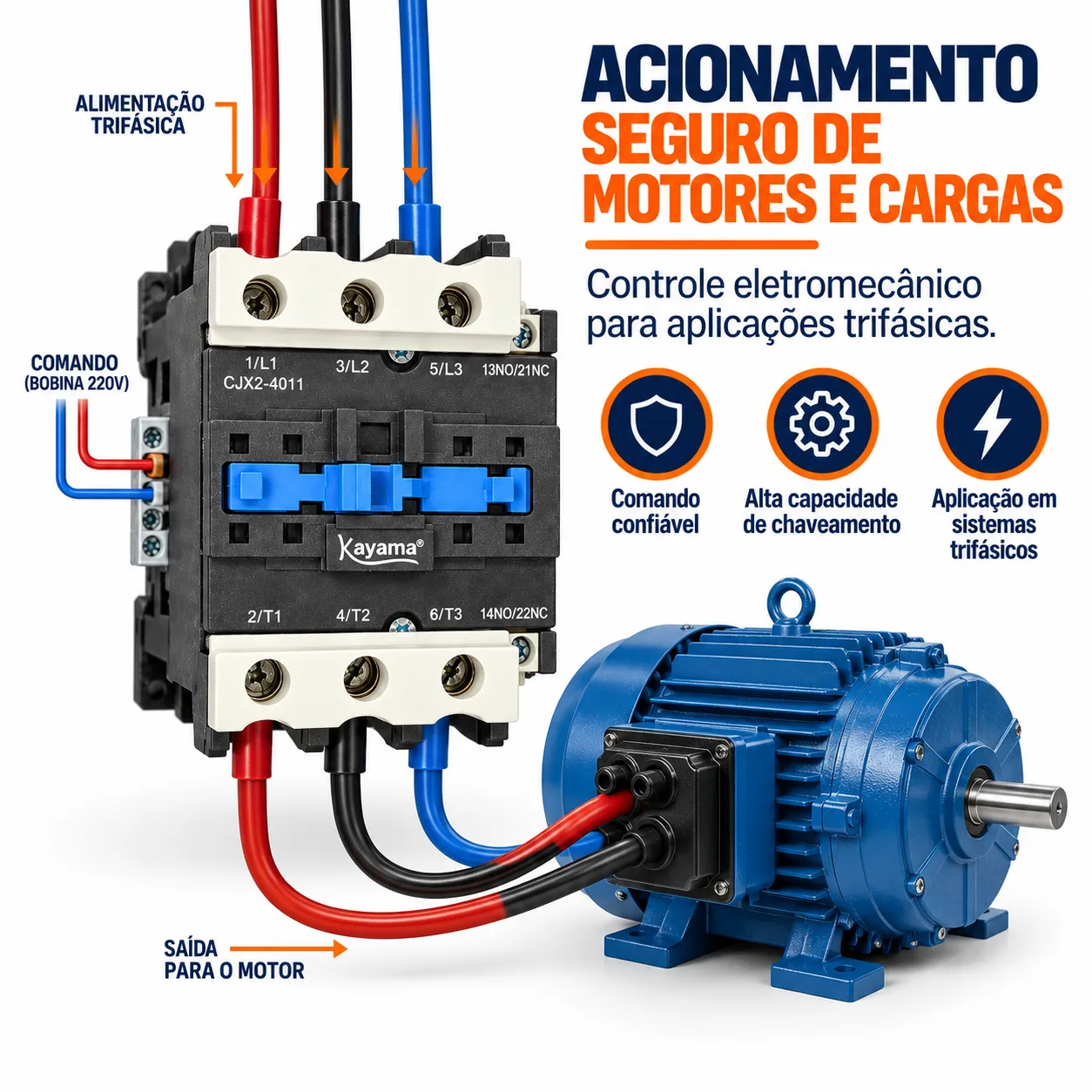 contator Tripolar CJX2-4011B - 220V- 50/60 HZ - KAYAMA — imagem 3