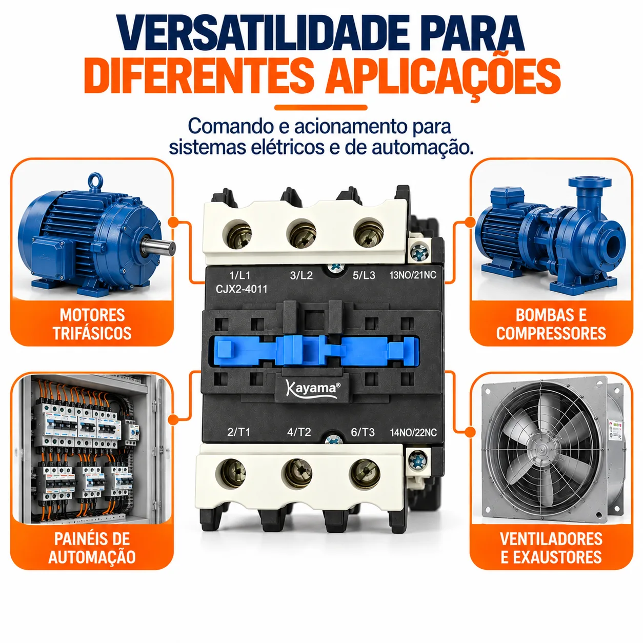 contator Tripolar CJX2-4011B - 220V- 50/60 HZ - KAYAMA — imagem 4