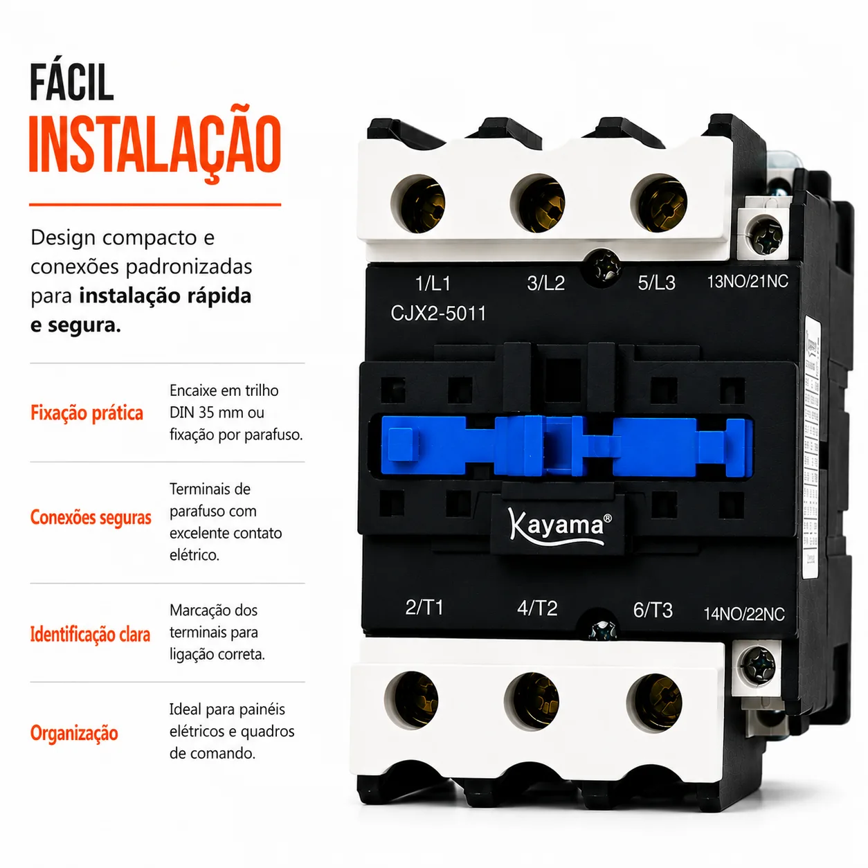 contator Tripolar CJX2-5011B - 220V- 50/60 HZ - KAYAMA — imagem 8