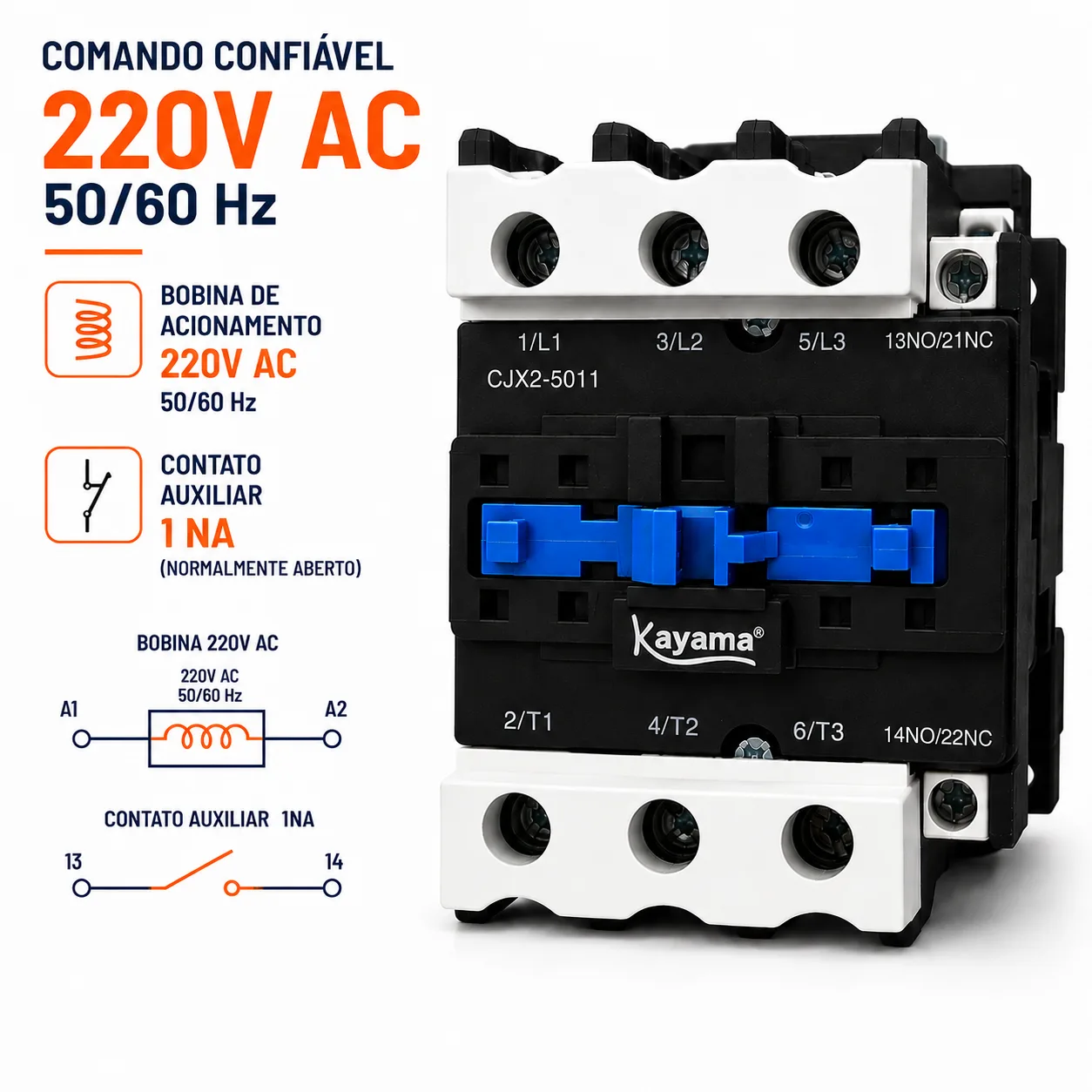 contator Tripolar CJX2-5011C - 220V- 50/60 HZ - KAYAMA — imagem 5
