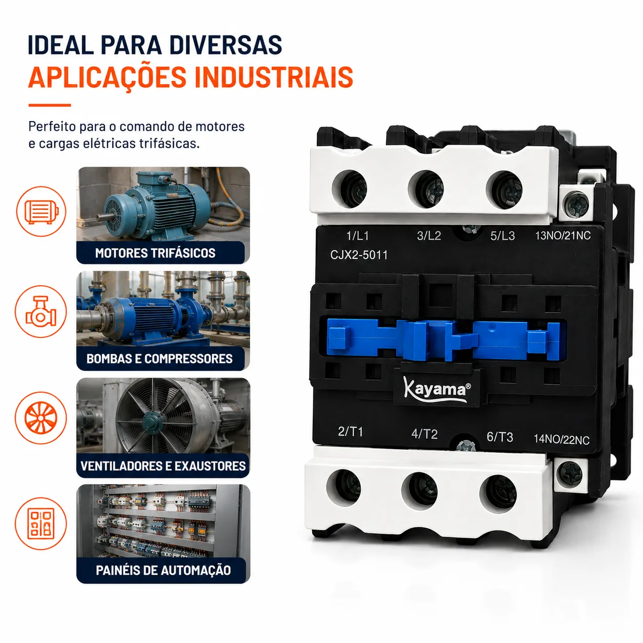 contator Tripolar CJX2-8011B - 220V- 50/60 HZ - KAYAMA — imagem 4