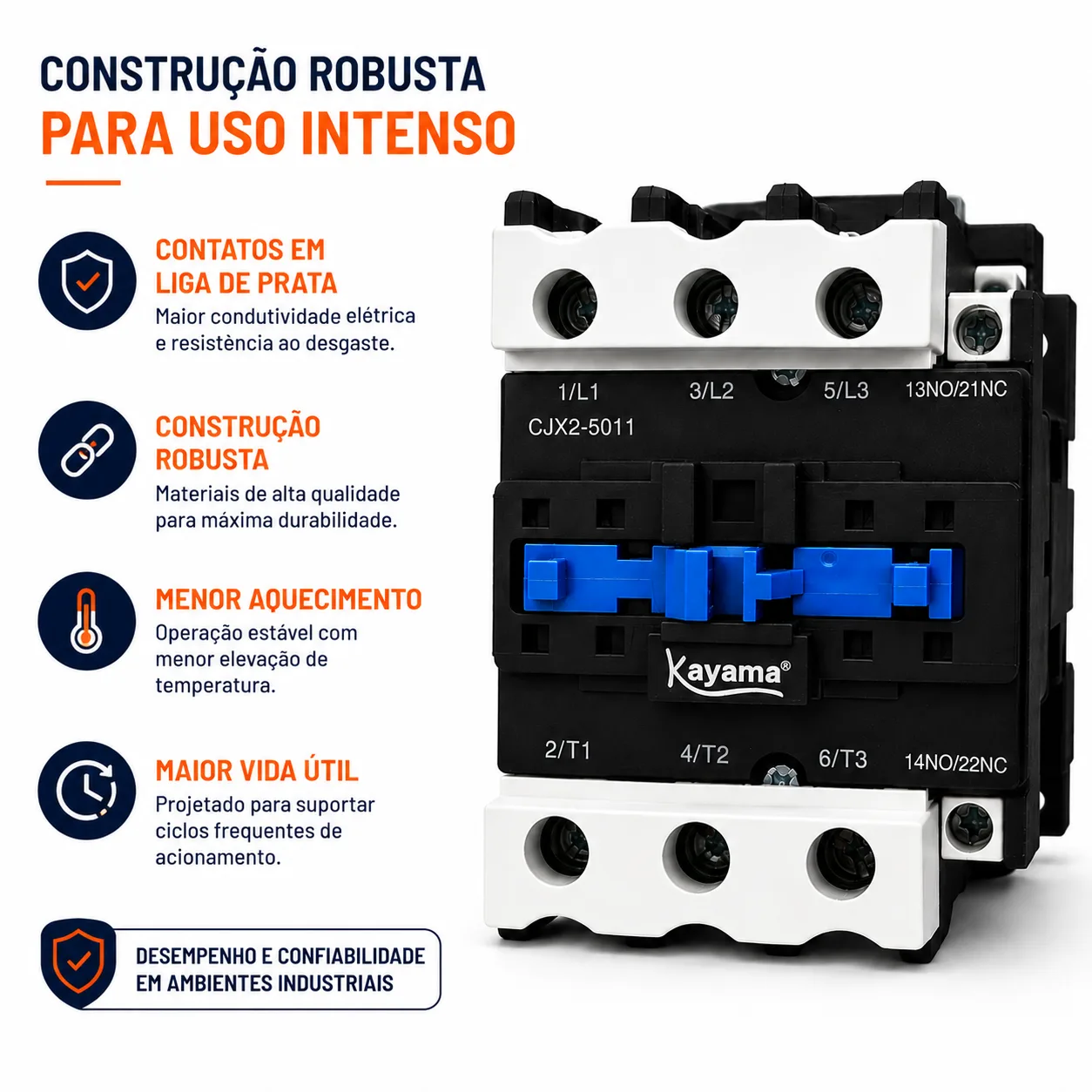 contator Tripolar CJX2-8011B - 220V- 50/60 HZ - KAYAMA — imagem 6