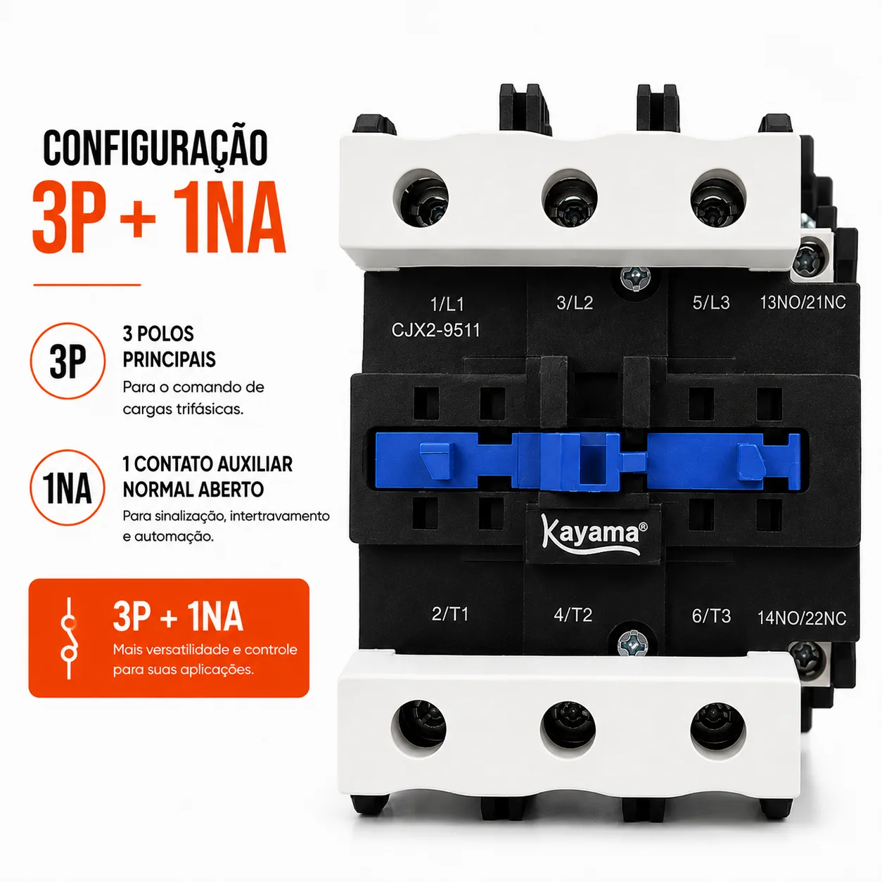 contator Tripolar CJX2-9511C - 220V- 50/60 HZ - KAYAMA — imagem 4