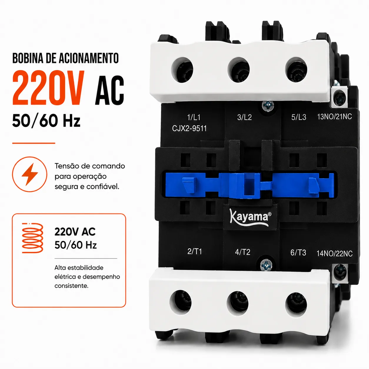 contator Tripolar CJX2-9511C - 220V- 50/60 HZ - KAYAMA — imagem 5