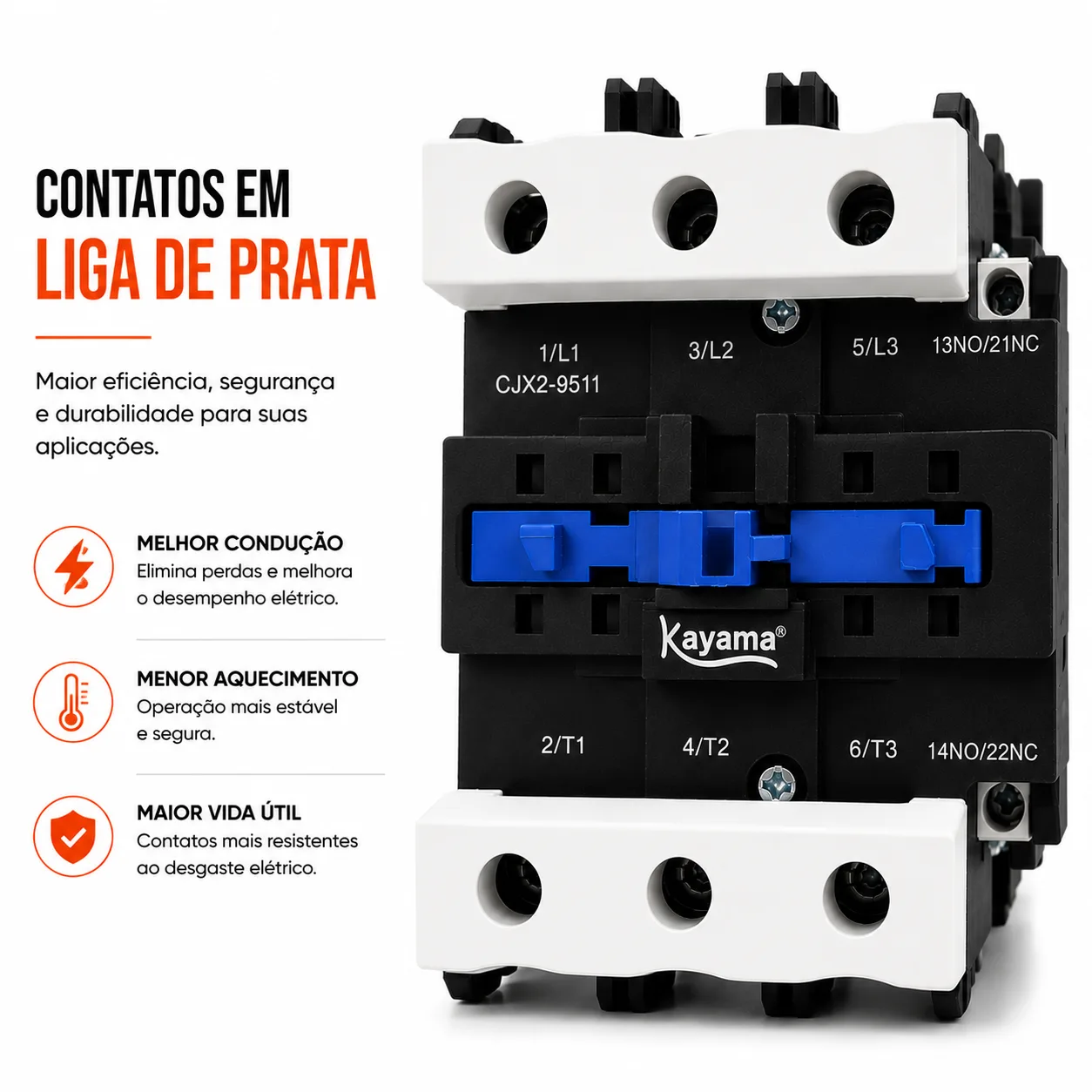 contator Tripolar CJX2-9511C - 220V- 50/60 HZ - KAYAMA — imagem 6