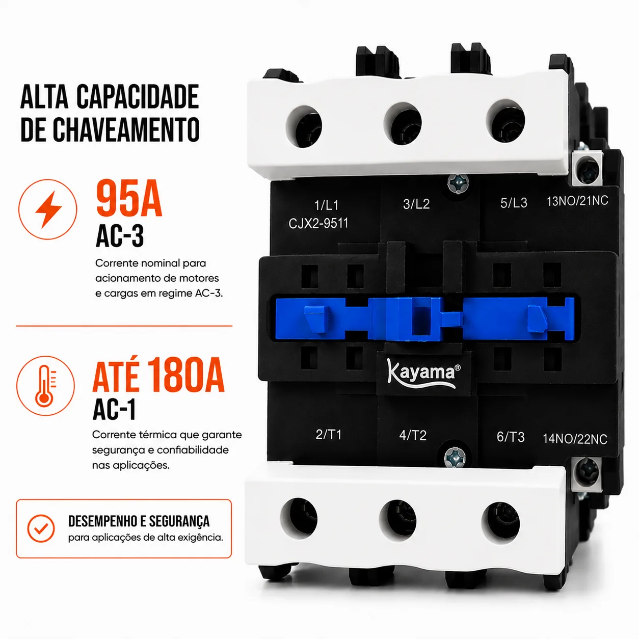 contator Tripolar CJX2-9511C - 220V- 50/60 HZ - KAYAMA — imagem 7