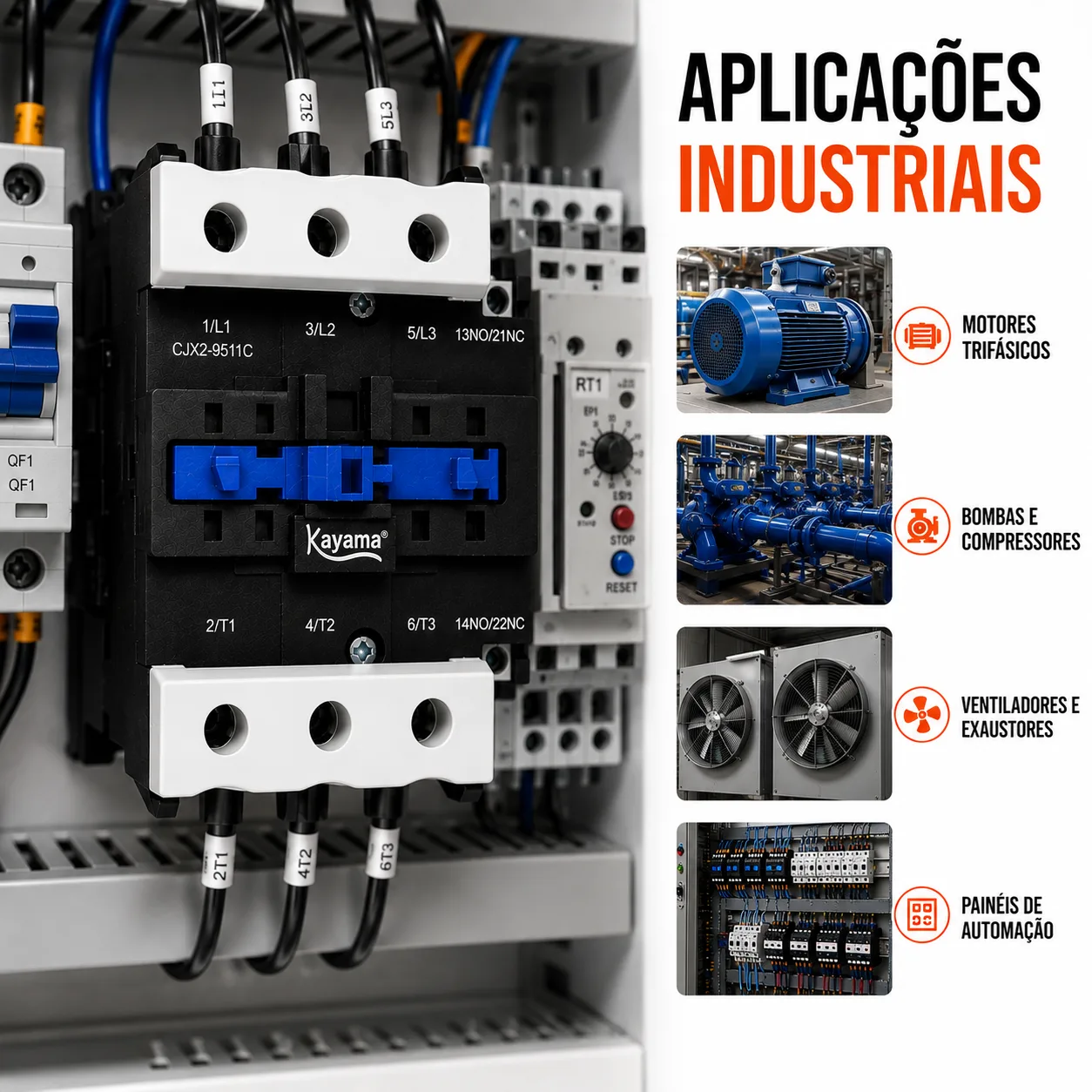 contator Tripolar CJX2-9511C - 220V- 50/60 HZ - KAYAMA — imagem 8