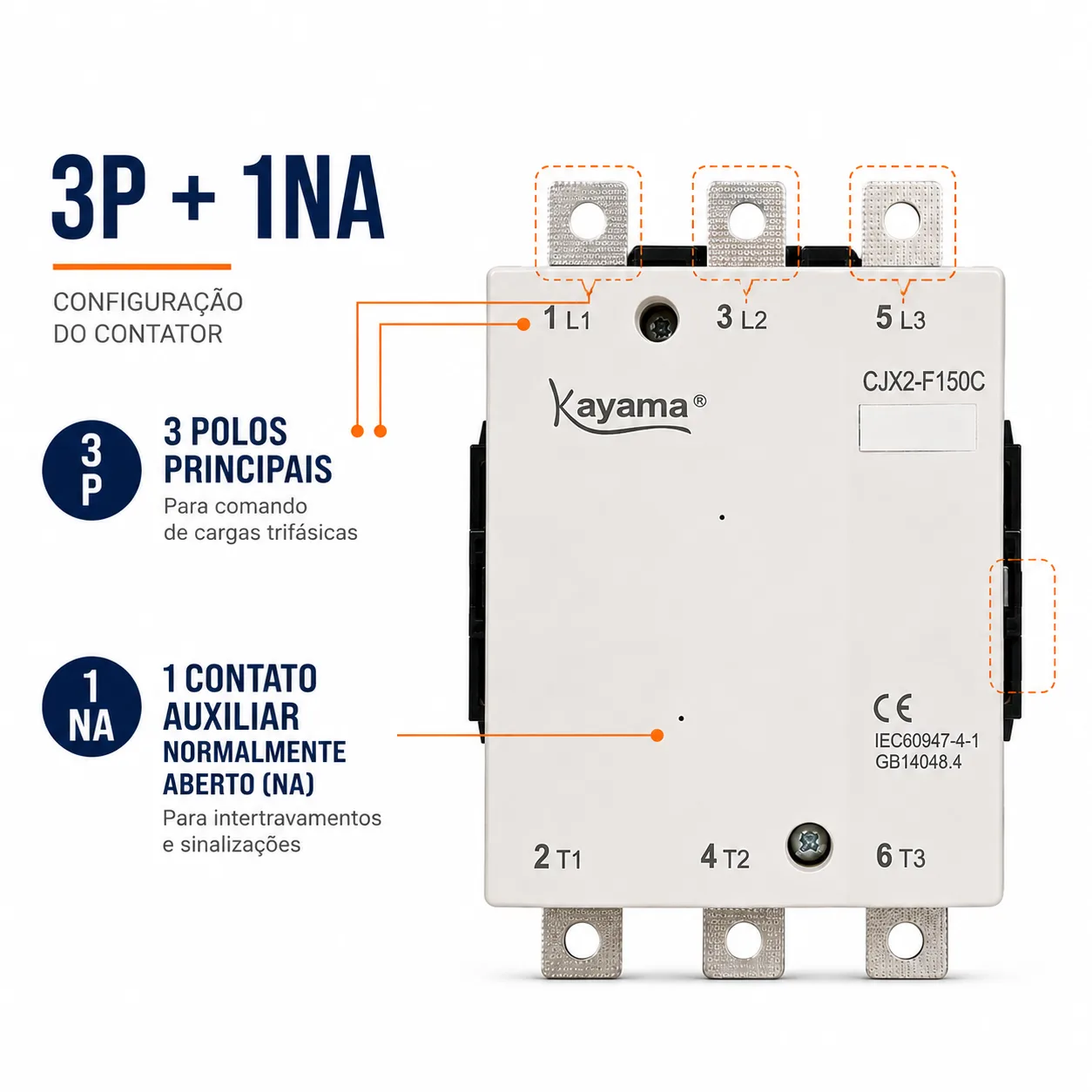 contator Tripolar CJX2-F150C - 220V- 50/60 HZ - KAYAMA — imagem 3