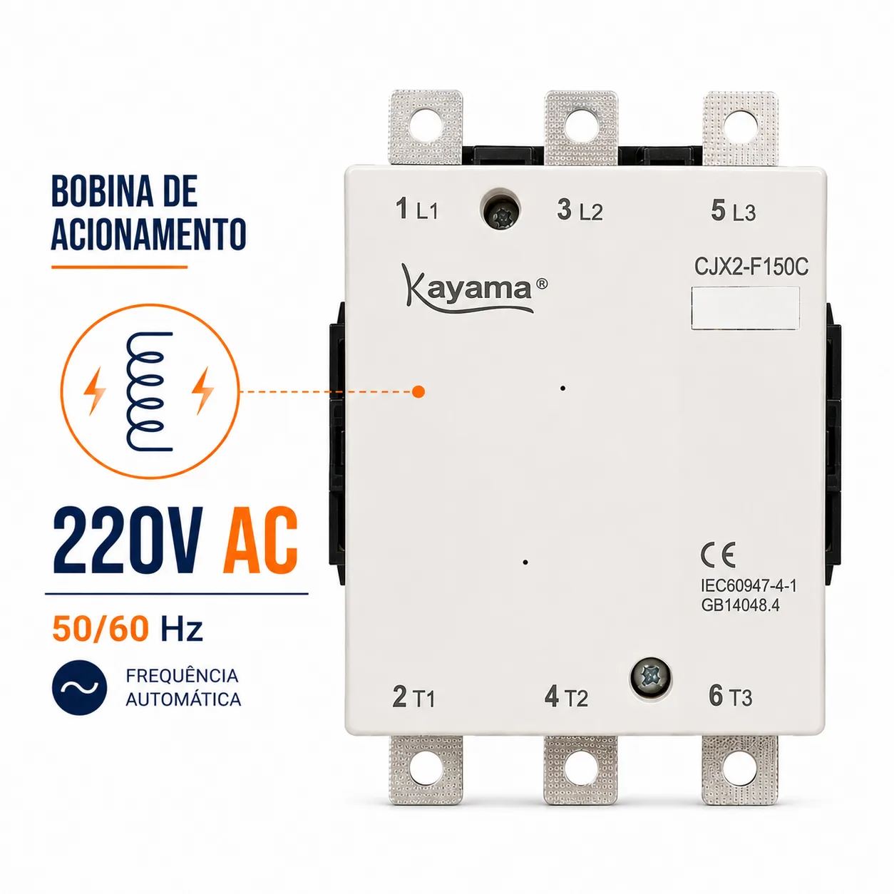 contator Tripolar CJX2-F150C - 220V- 50/60 HZ - KAYAMA — imagem 4