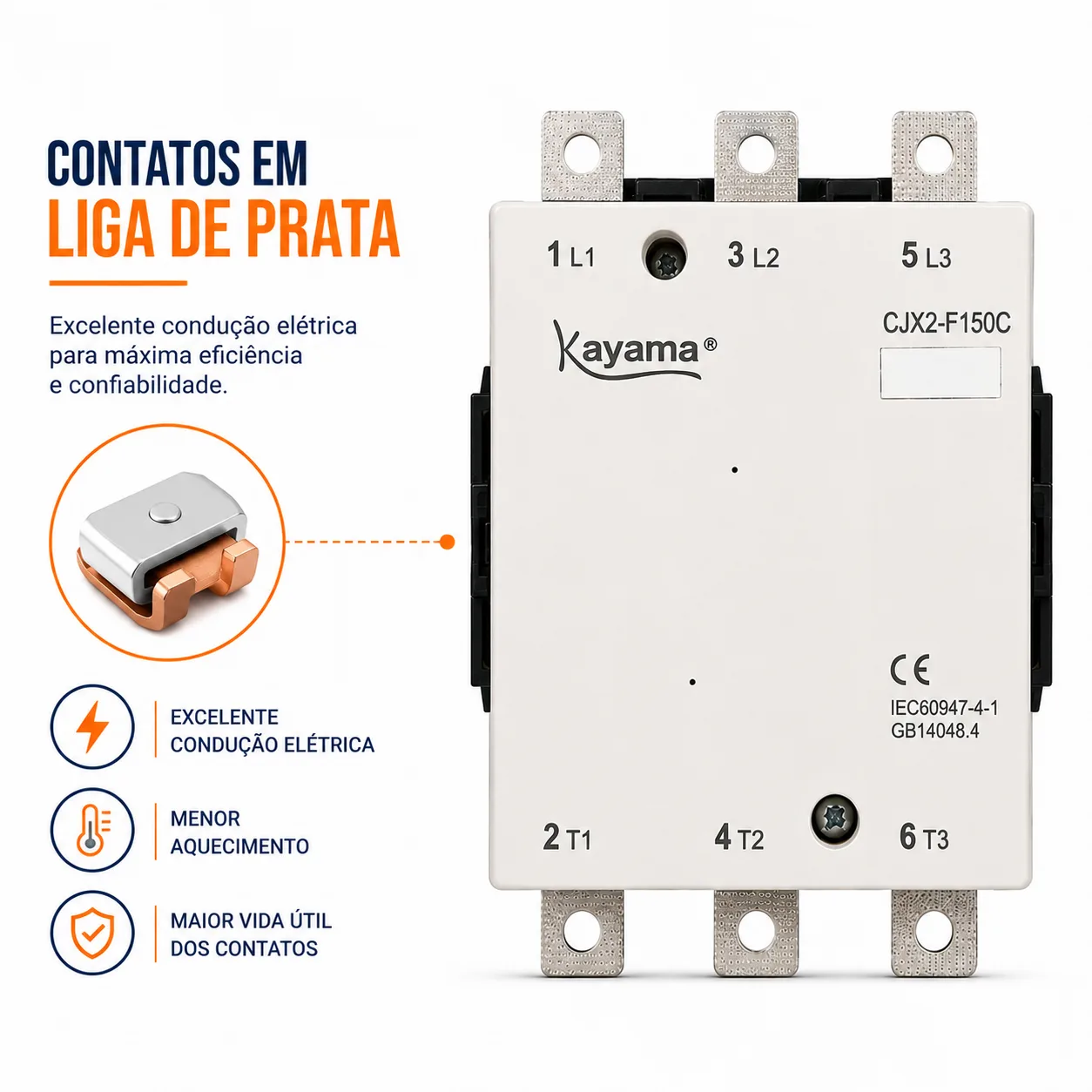 contator Tripolar CJX2-F150C - 220V- 50/60 HZ - KAYAMA — imagem 5