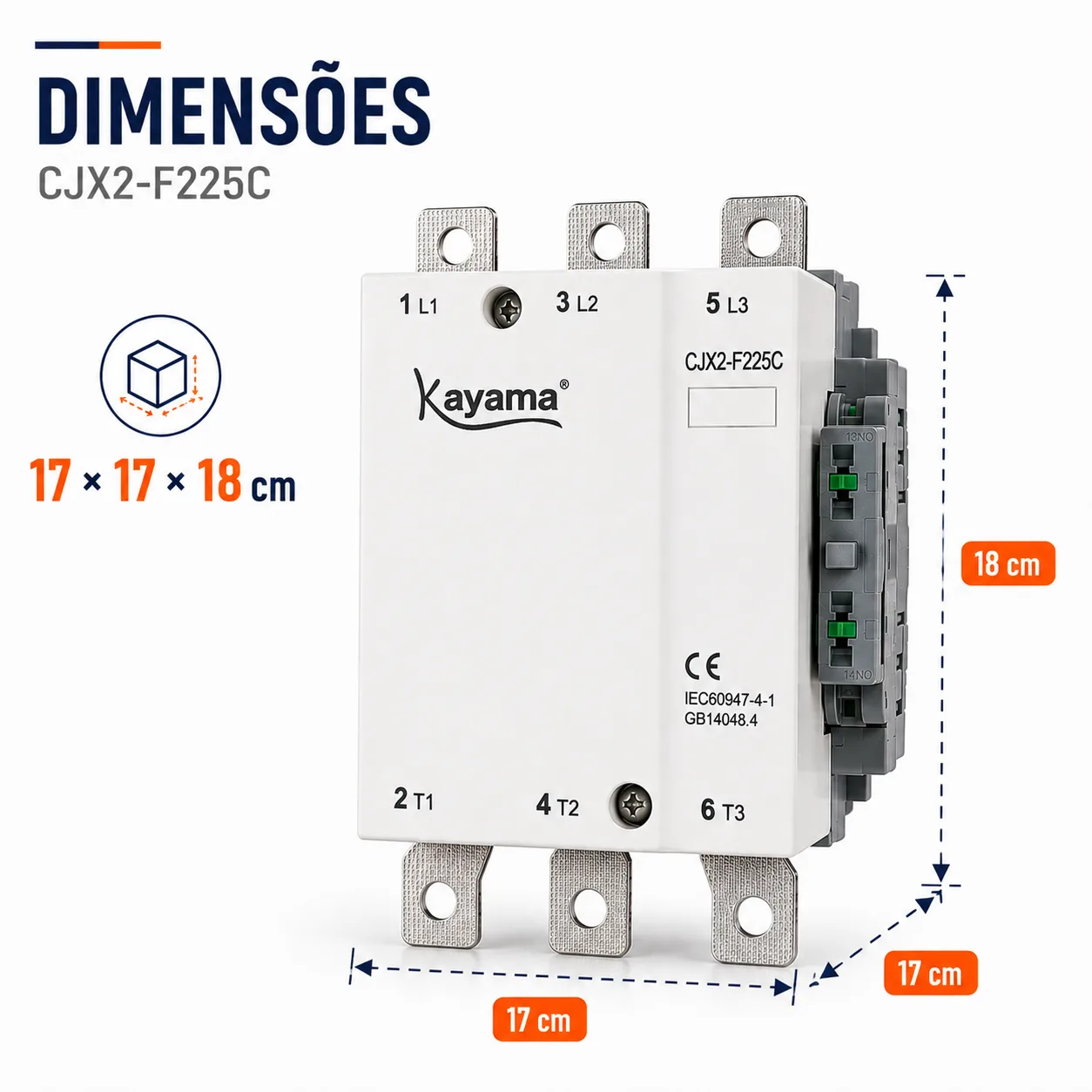 contator Tripolar CJX2-F225C - 220V- 50/60 HZ - KAYAMA — imagem 7
