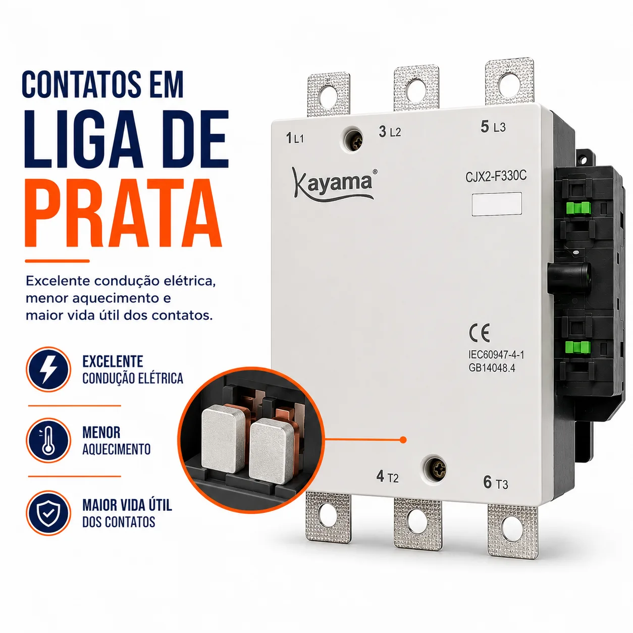 contator Tripolar CJX2-F330C - 220V- 50/60 HZ - KAYAMA — imagem 4