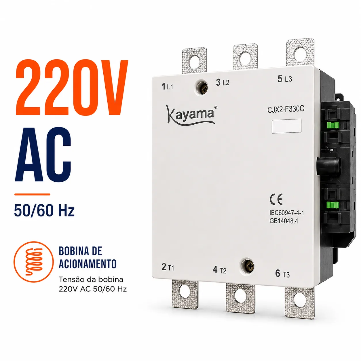 contator Tripolar CJX2-F330C - 220V- 50/60 HZ - KAYAMA — imagem 5