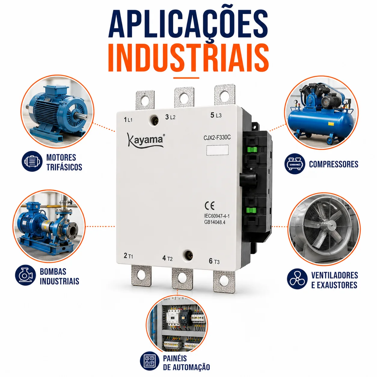 contator Tripolar CJX2-F330C - 220V- 50/60 HZ - KAYAMA — imagem 8