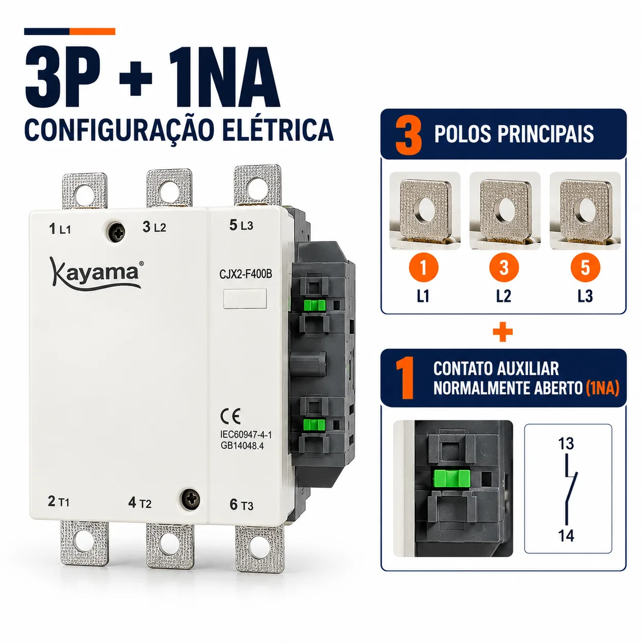 contator Tripolar CJX2-F500B - 220V- 50/60 HZ - KAYAMA — imagem 3