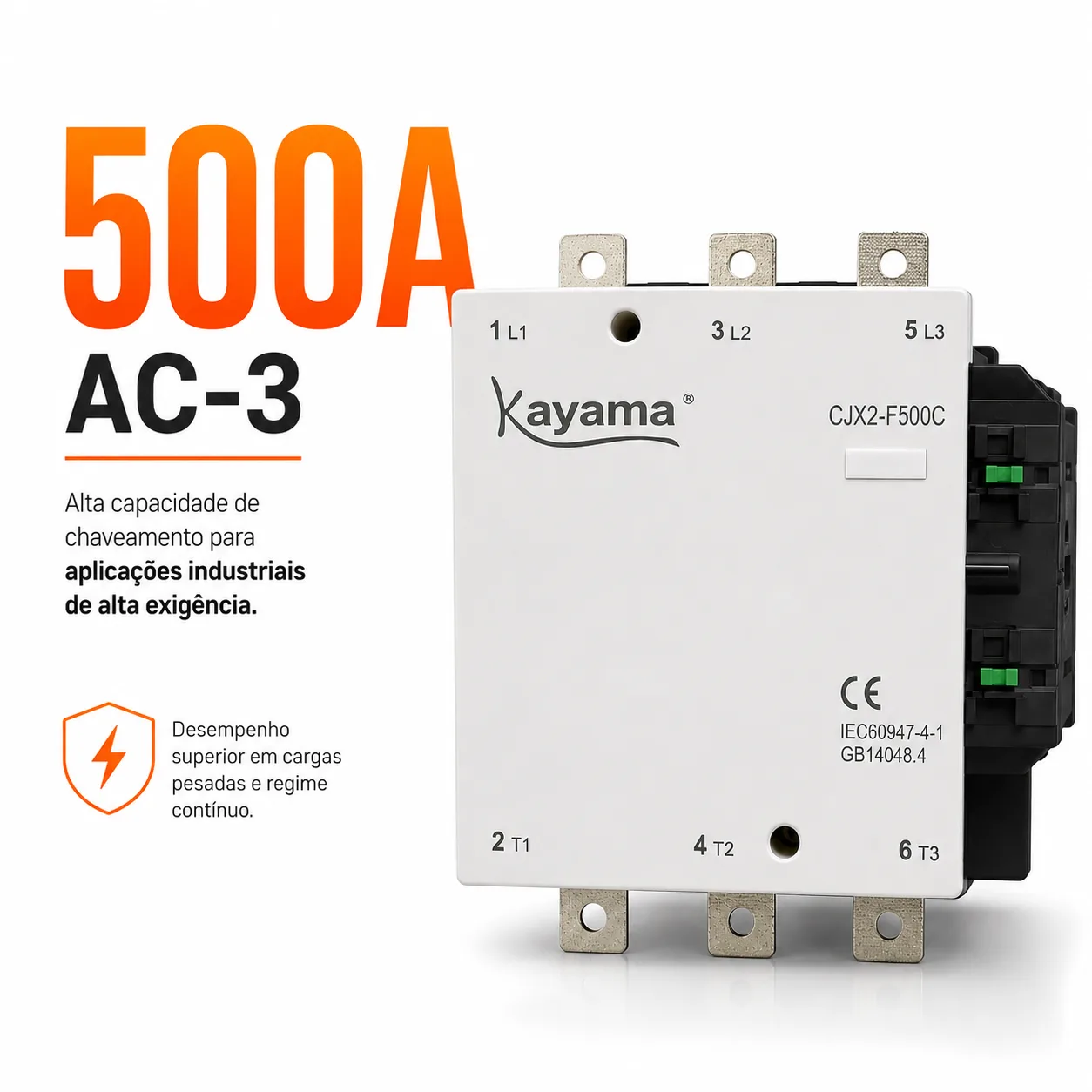 contator Tripolar CJX2-F500C - 220V- 50/60 HZ - KAYAMA — imagem 2
