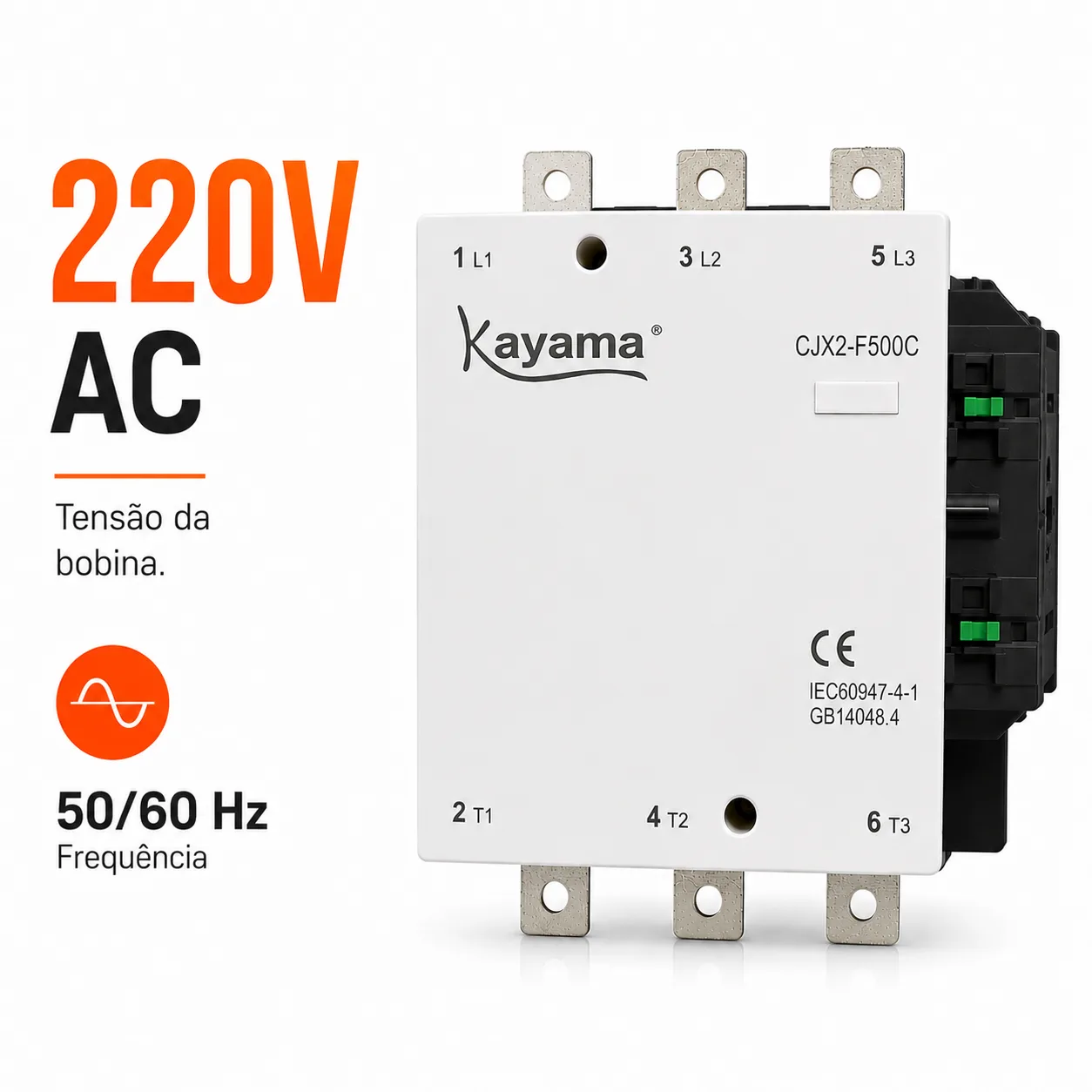 contator Tripolar CJX2-F500C - 220V- 50/60 HZ - KAYAMA — imagem 4