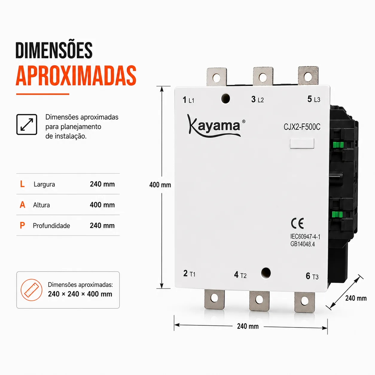 contator Tripolar CJX2-F500C - 220V- 50/60 HZ - KAYAMA — imagem 8