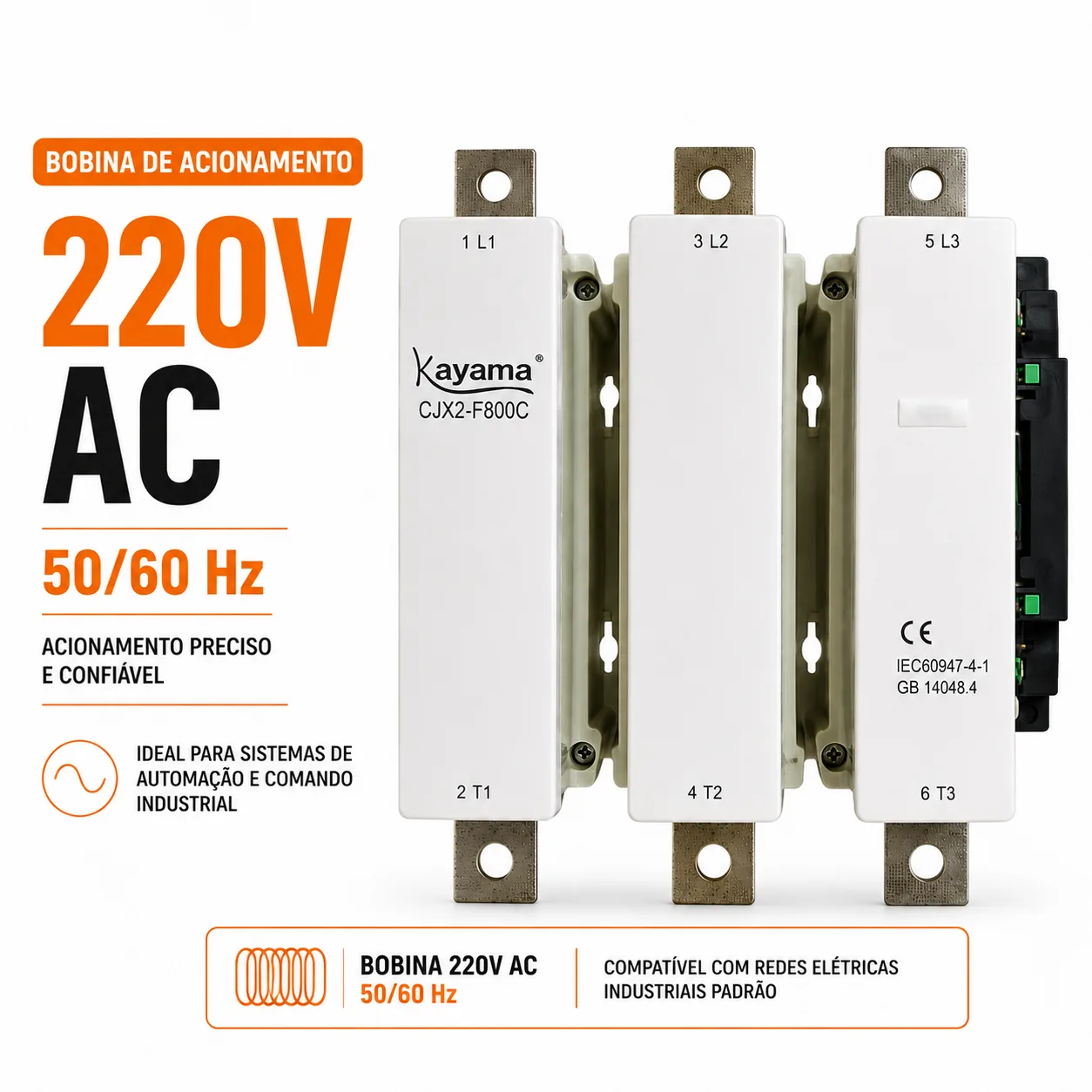 contator Tripolar CJX2-F800C - 220V- 50/60 HZ - KAYAMA — imagem 5