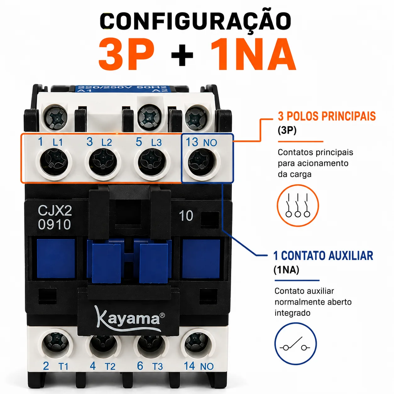 Contator Tripolar CJX2-0910C - 220V- 50/60 HZ - KAYAMA — imagem 4