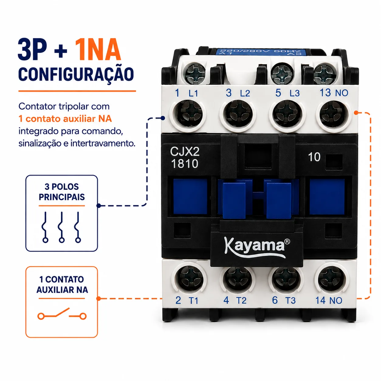 contator Tripolar CJX2-1810C - 220V- 50/60 HZ - KAYAMA — imagem 8