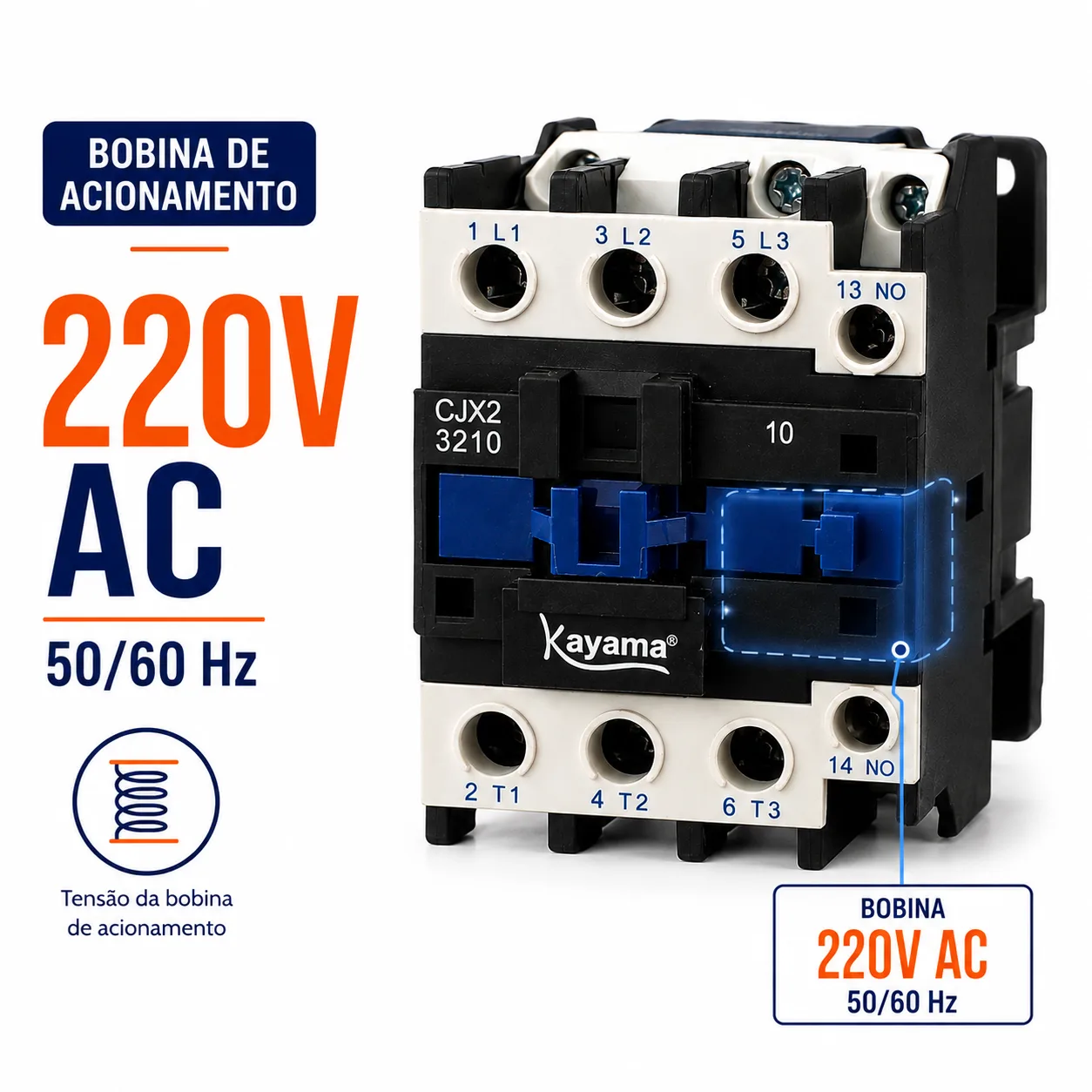 contator Tripolar CJX2-3210C - 220V- 50/60 HZ - KAYAMA — imagem 4